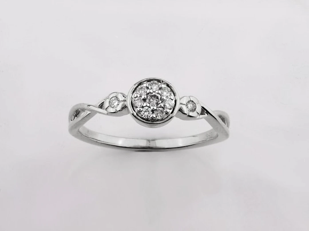 Ring - 14 kt. White gold - 0.14ct. tw. Diamond (Natural)