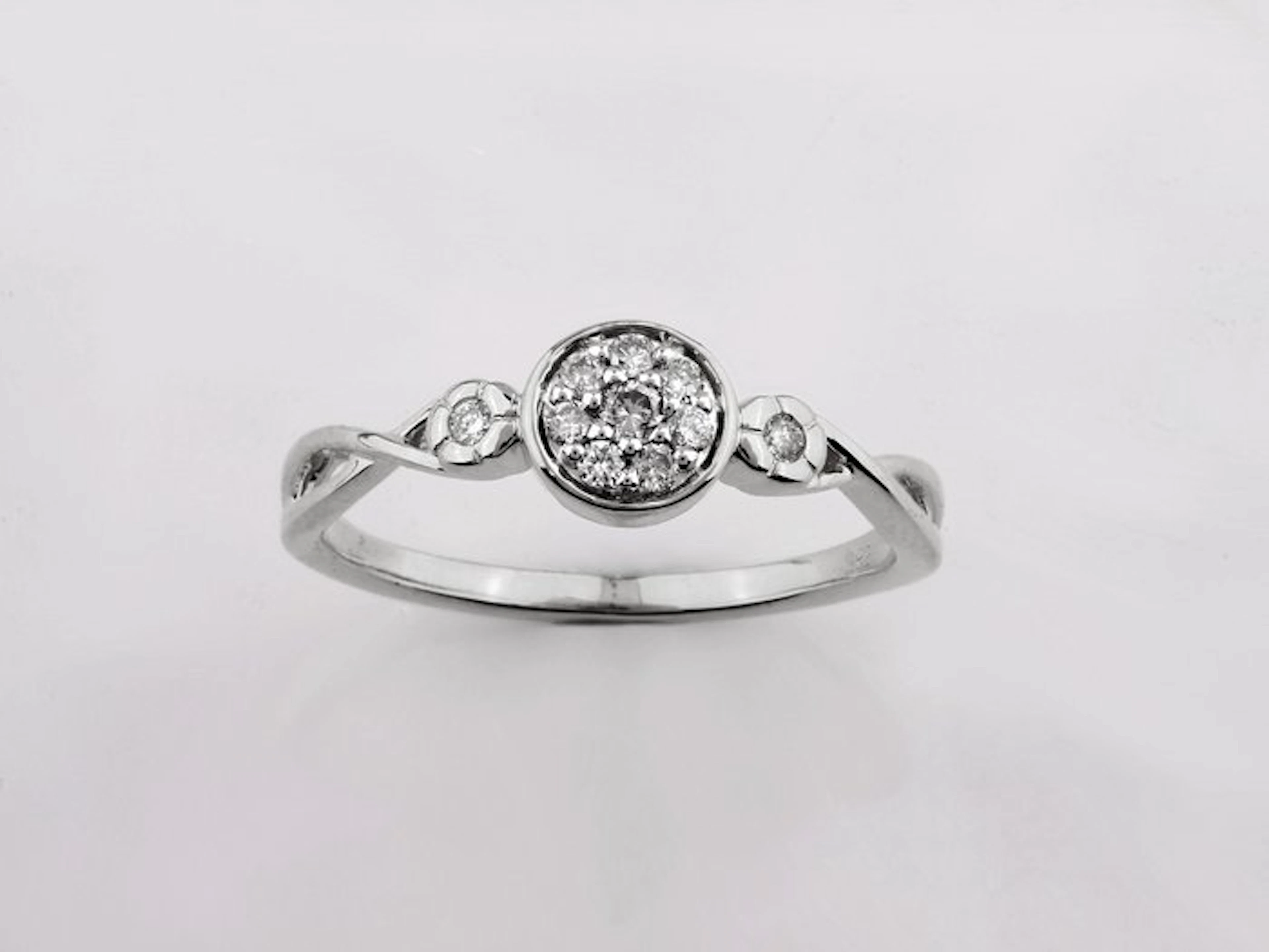 Ring - 14 kt. White gold - 0.14ct. tw. Diamond (Natural)