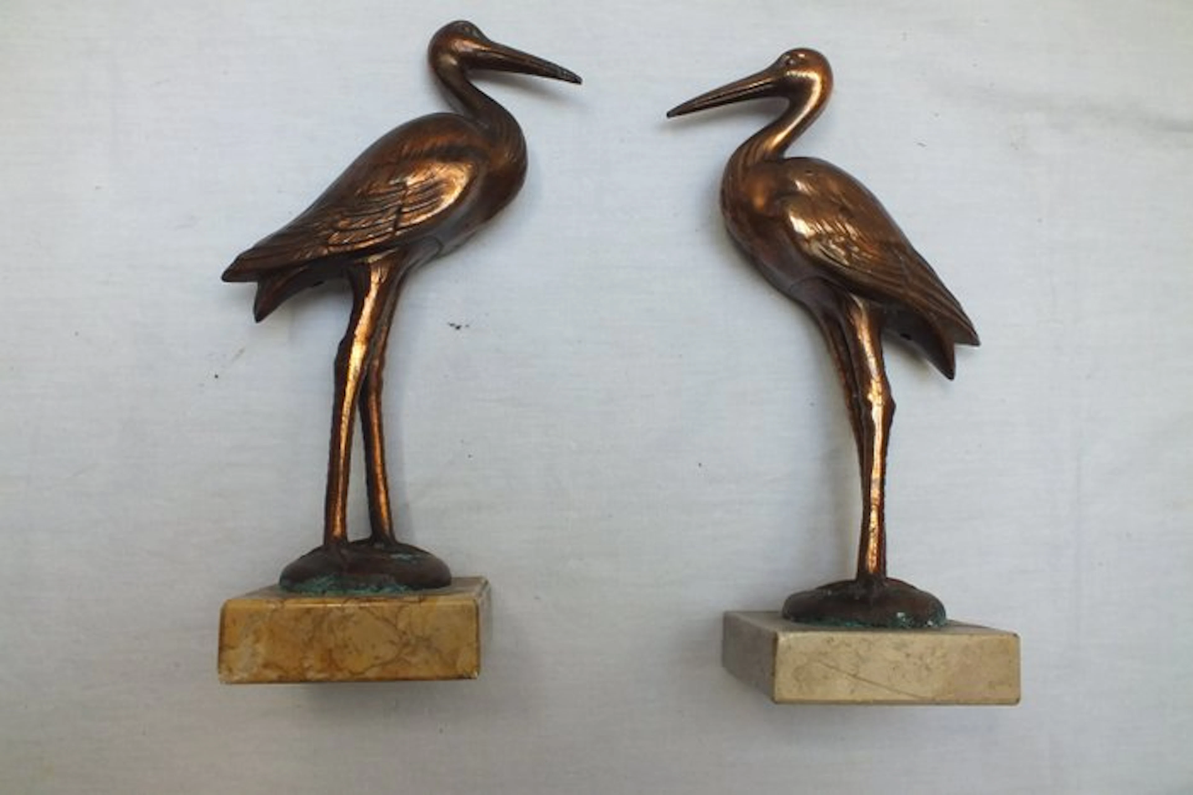 Sculpture, Kraanvogels. - 18.5 cm - Copper
