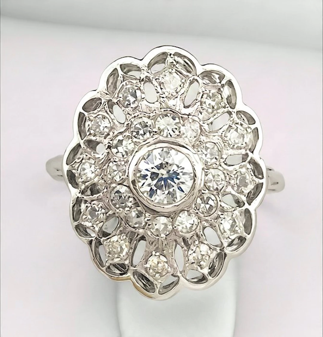 No reserve price - Ring - 14 kt. White gold Diamond (Natural)