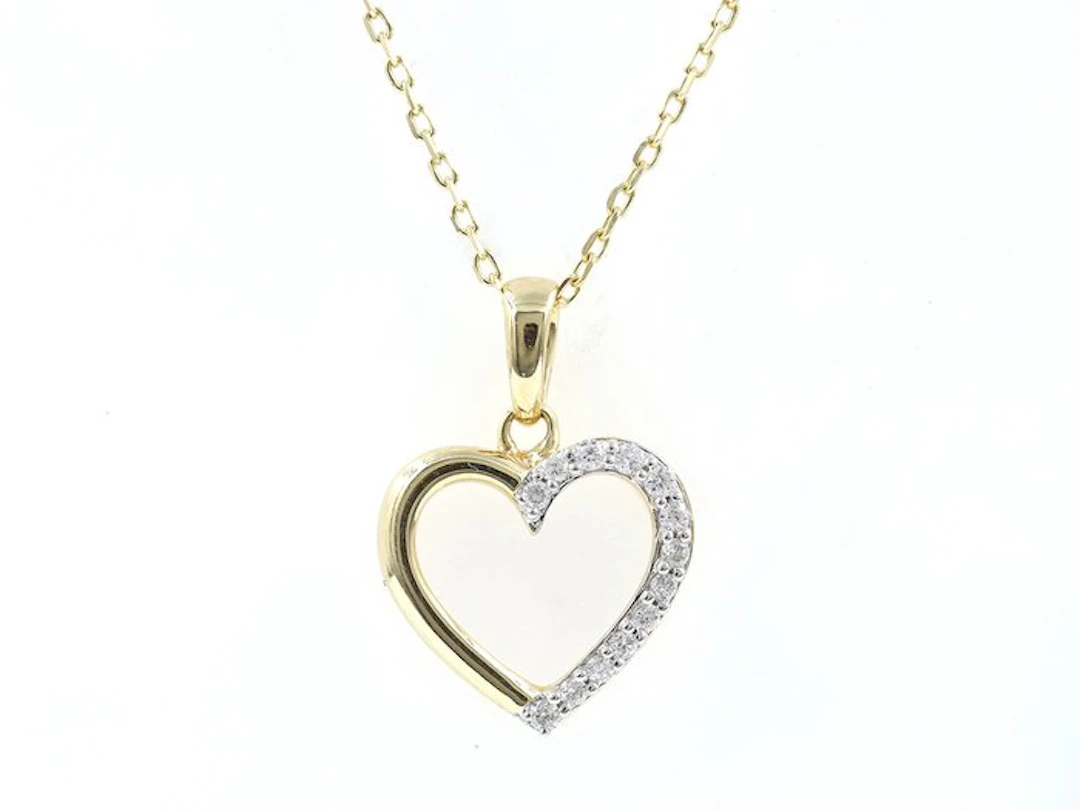 Necklace with pendant - 14 kt. Yellow gold - 0.08ct. tw. Diamond (Natural)