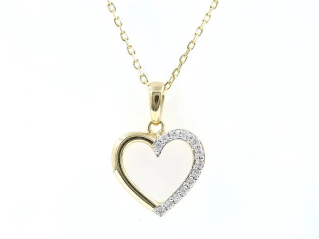 Necklace with pendant - 14 kt. Yellow gold - 0.08ct. tw. Diamond (Natural)