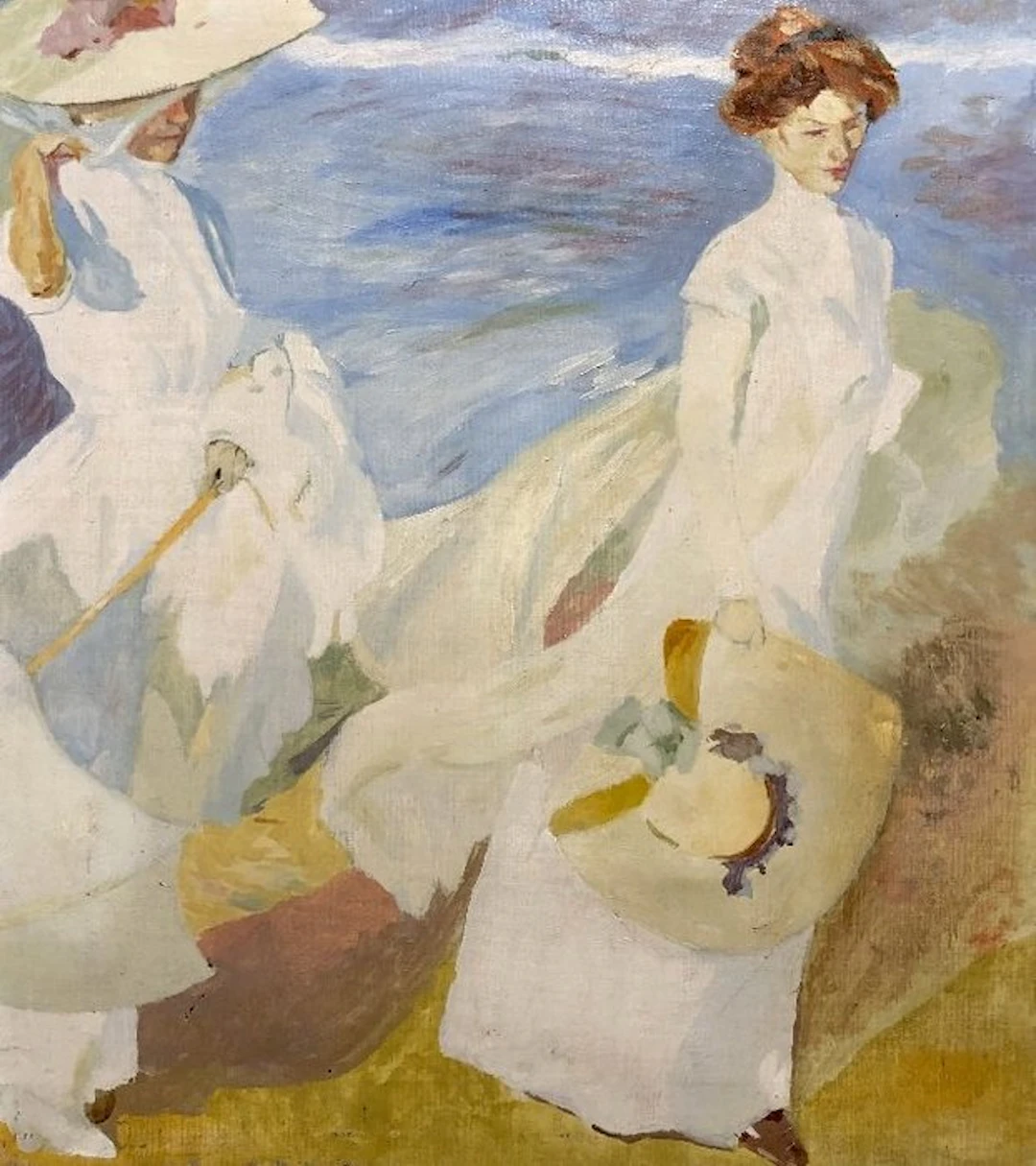 Spanish School (c. 1970) - Two Women at the Beach (After Sorolla)