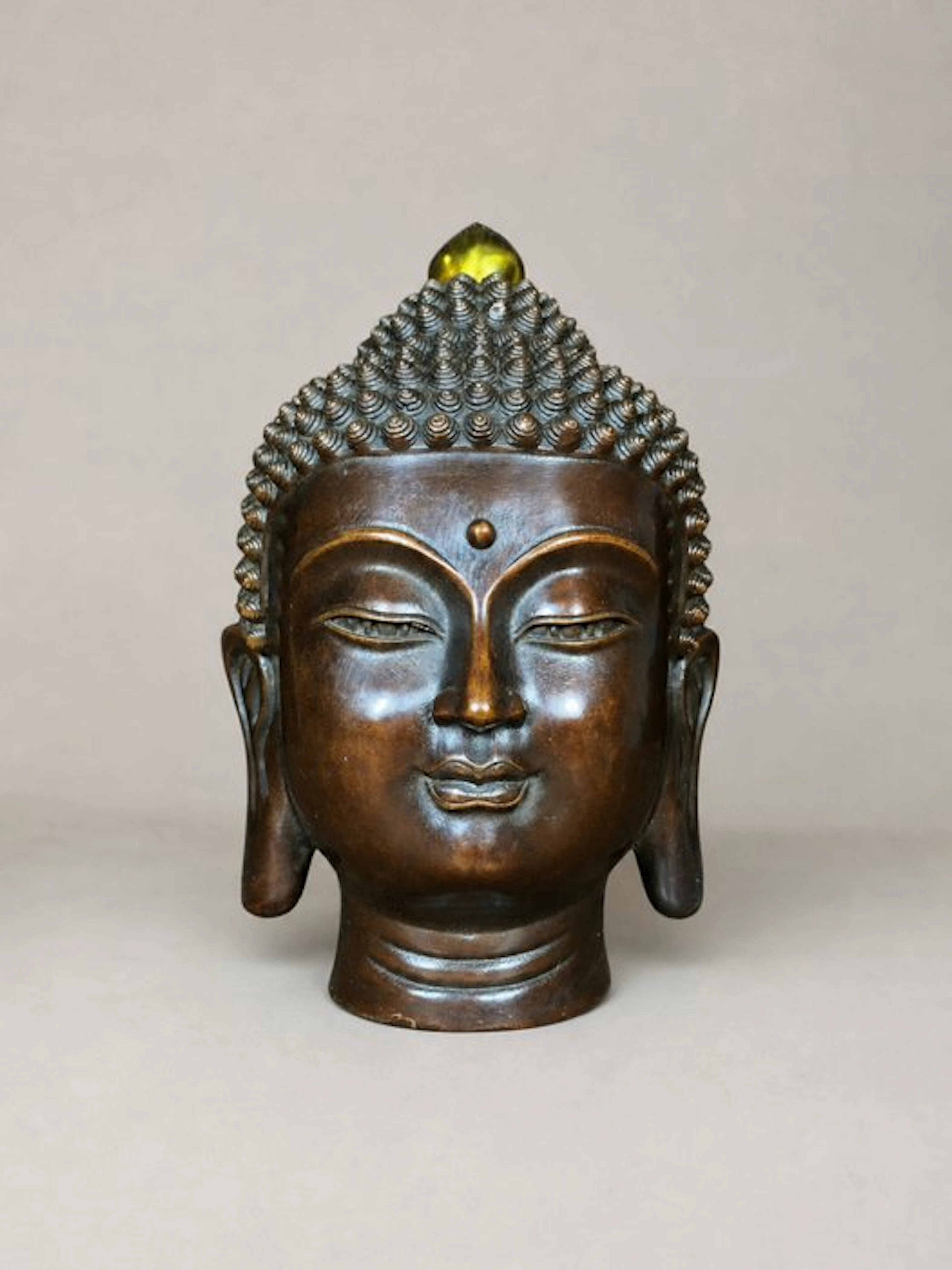 Burmese pure copper gilt Buddha head ornament - Statue...