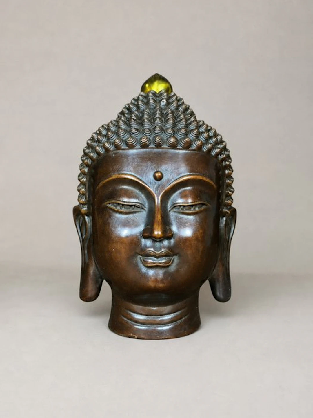Burmese pure copper gilt Buddha head ornament - Statue...