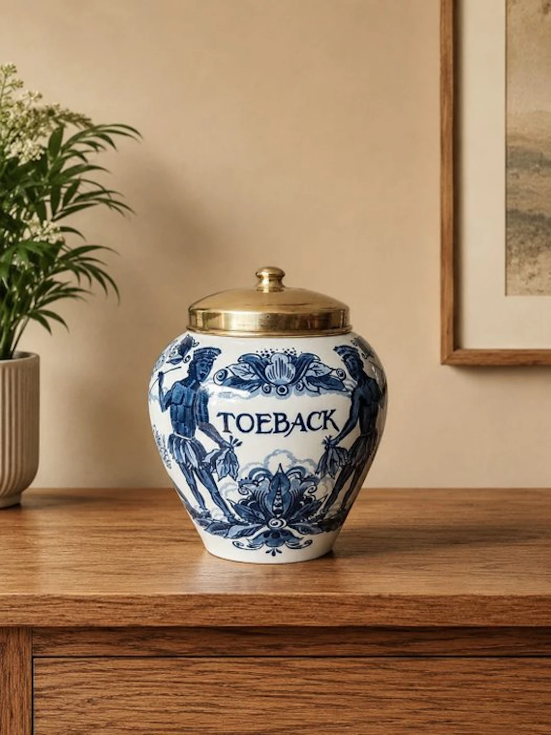 Goedewaagen - Pot à tabac - Faïence de Delft, Laiton - TOEBACK