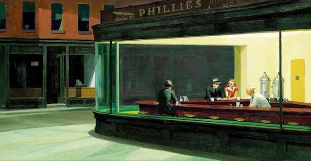 Edward Hopper - “Nighthawks, 1942”. - 40 x 30 cm.