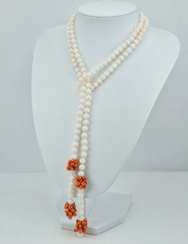 Silver Necklace - White Coral