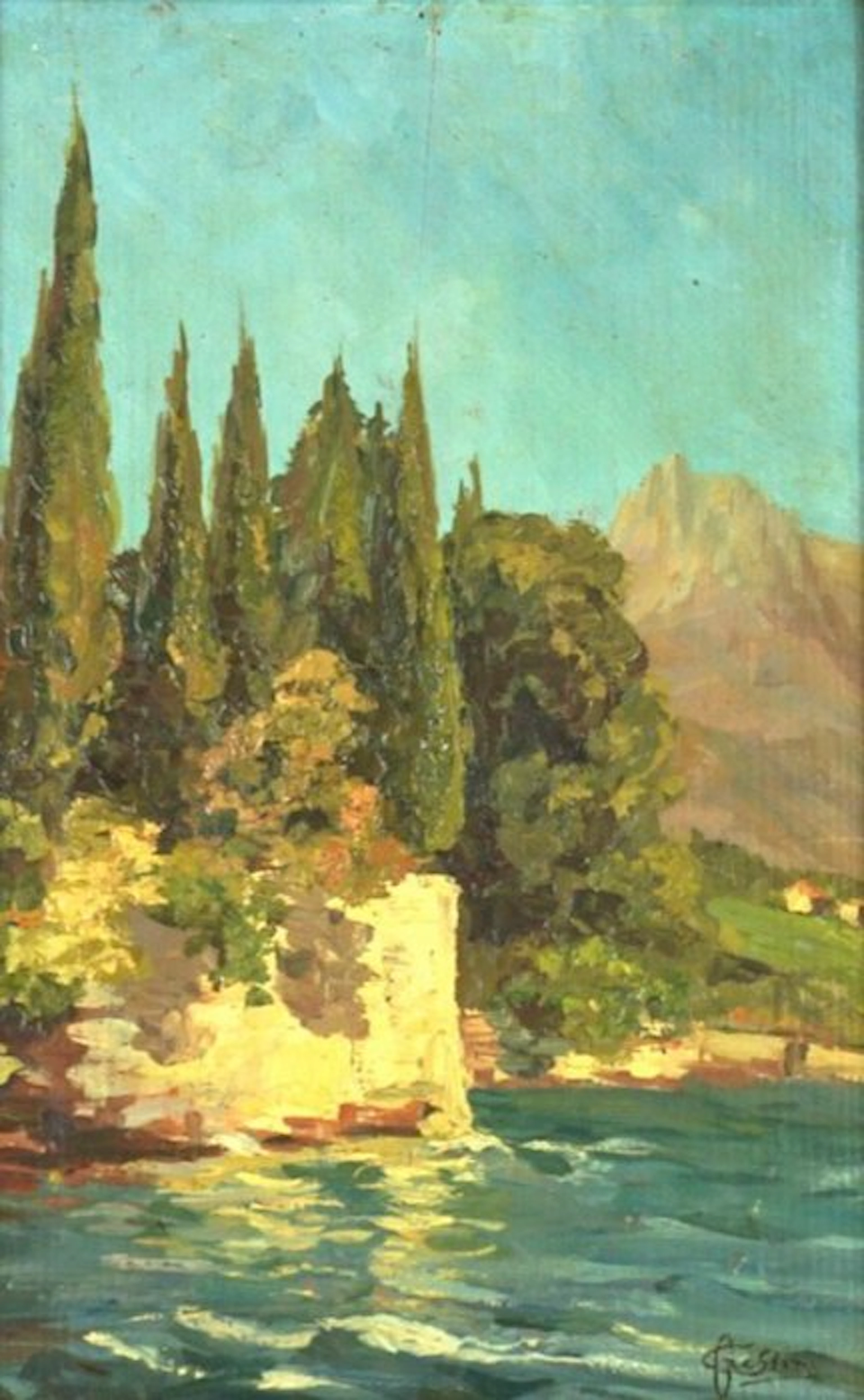Carlo Cressini (1864-1938) - Lago di Como (Giardino Villa Giulia)