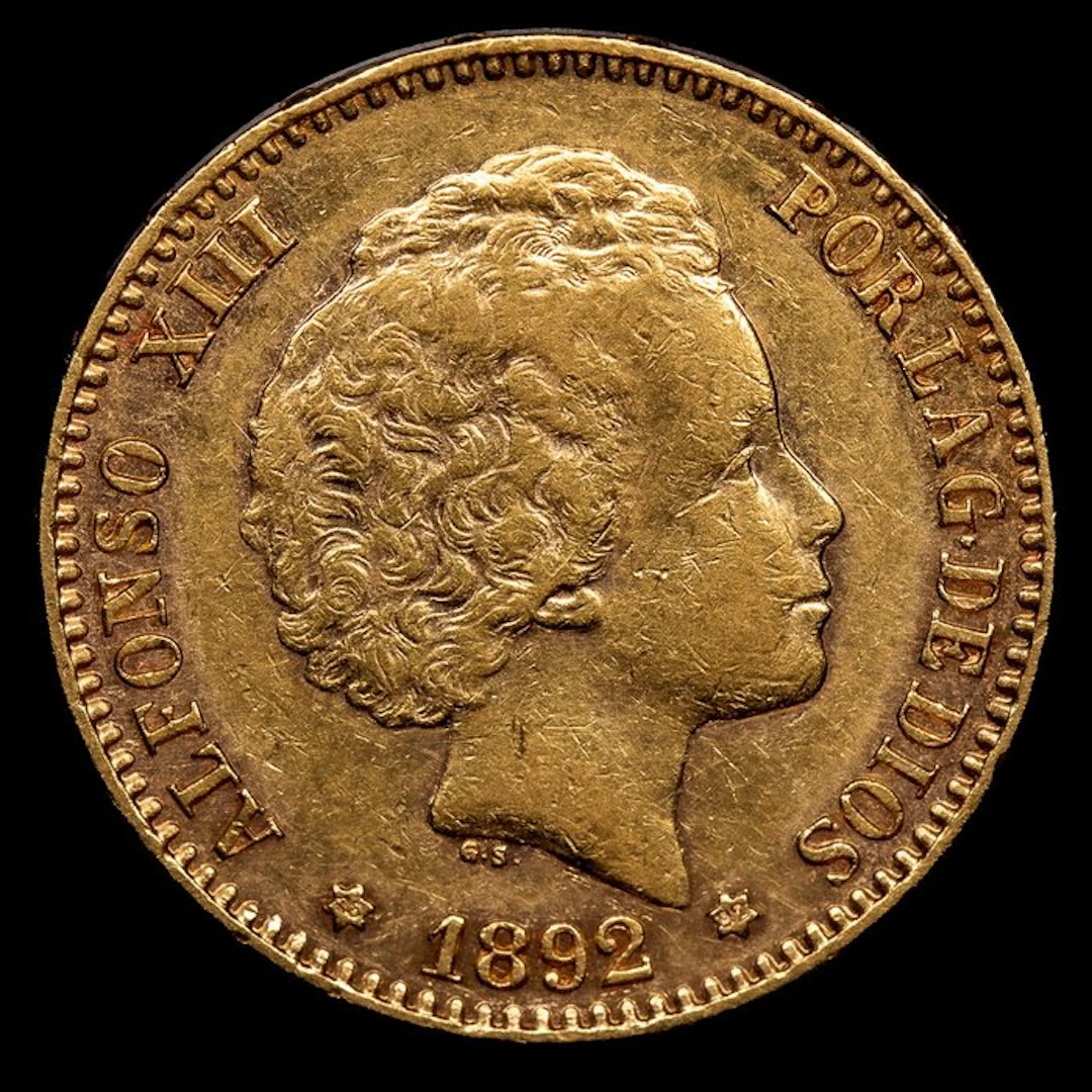 Spain. Alfonso XIII. 20 Pesetas 1892 (*92) / Madrid PGM