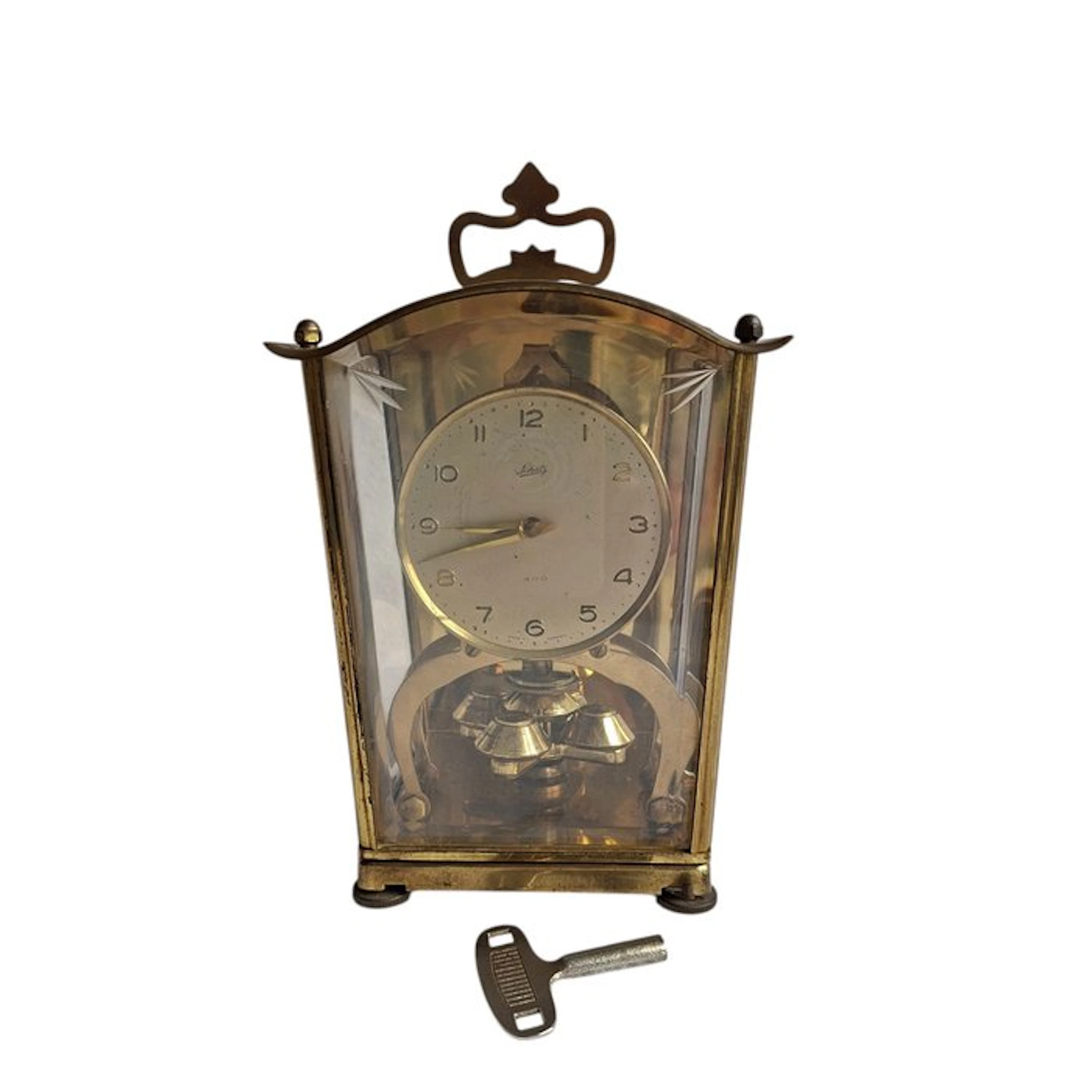 Anniversary clock - Aug. Schatz & Söhne - Art Deco Glass, Brass - 1950-1960