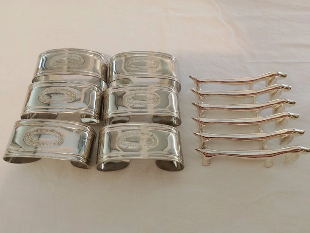 Inoxriv - Napkin ring (12) - White Metal - 6 + 6 silver-plated