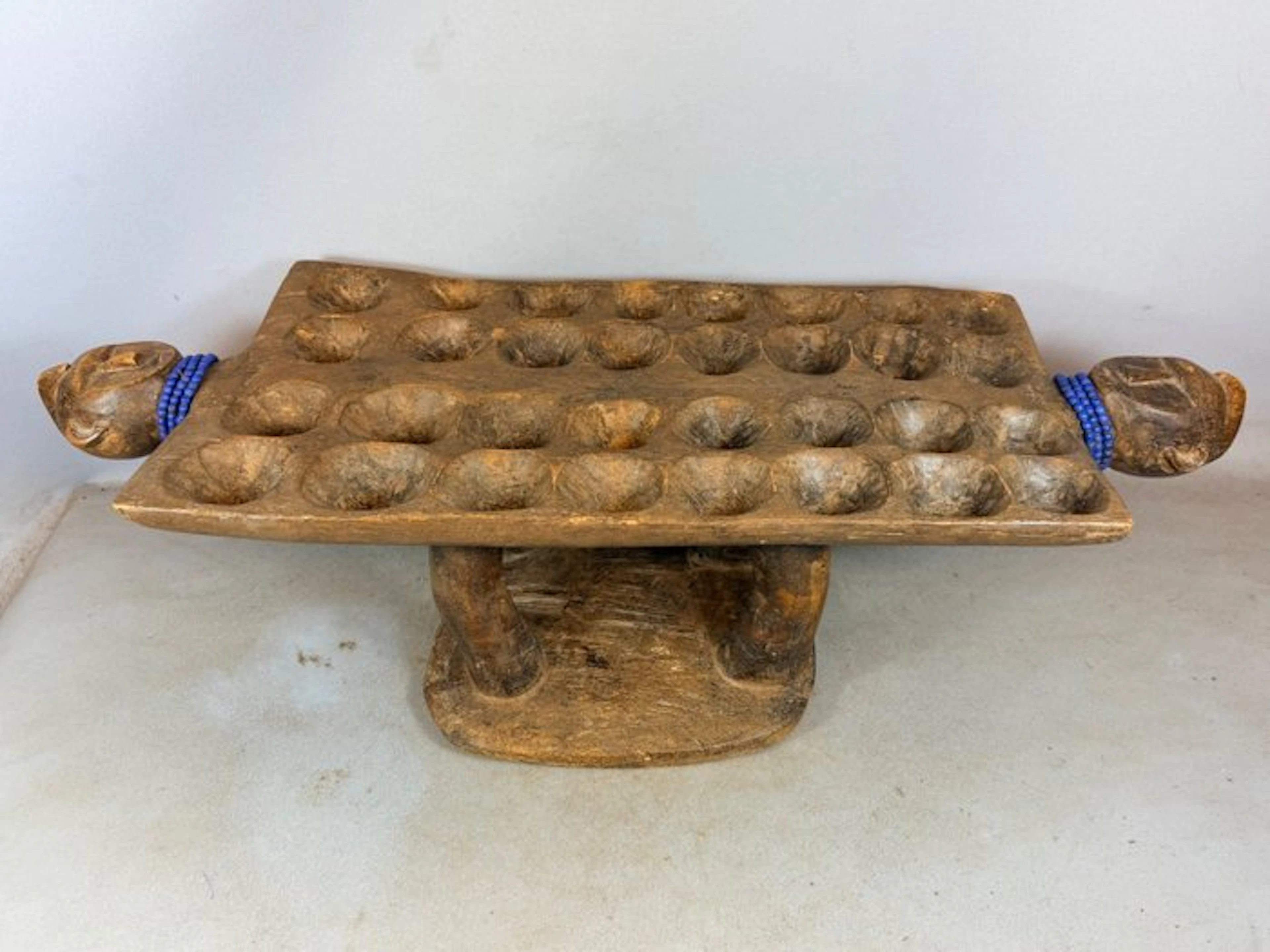 Antique Hand Carved African Wooden Mancala Game Board - Nigeria.
