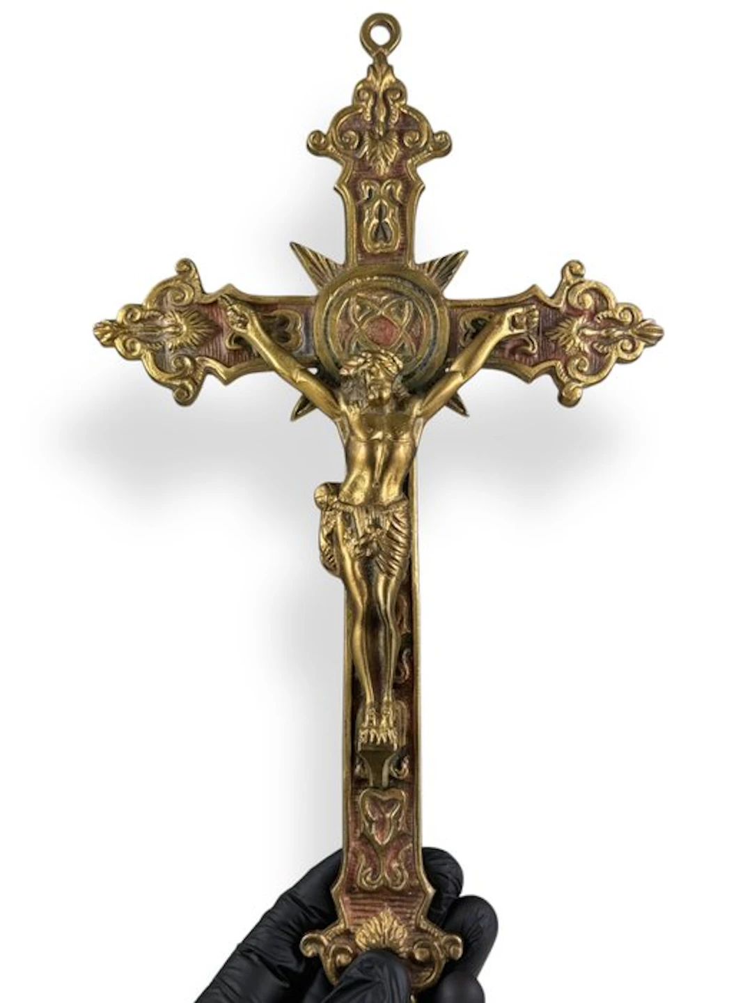 Crucifix - Gilt brass - 1920-1930 - Neo-Gothic Style - 30 cm