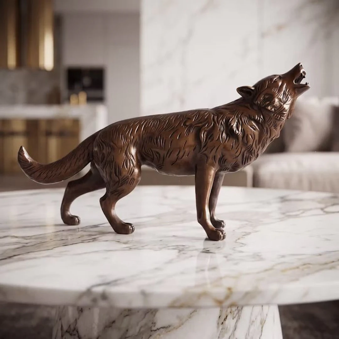 Statue, Groot formaat wolf (Zonder Minimumprijs) 30 cm - 18.5 cm - Bronze