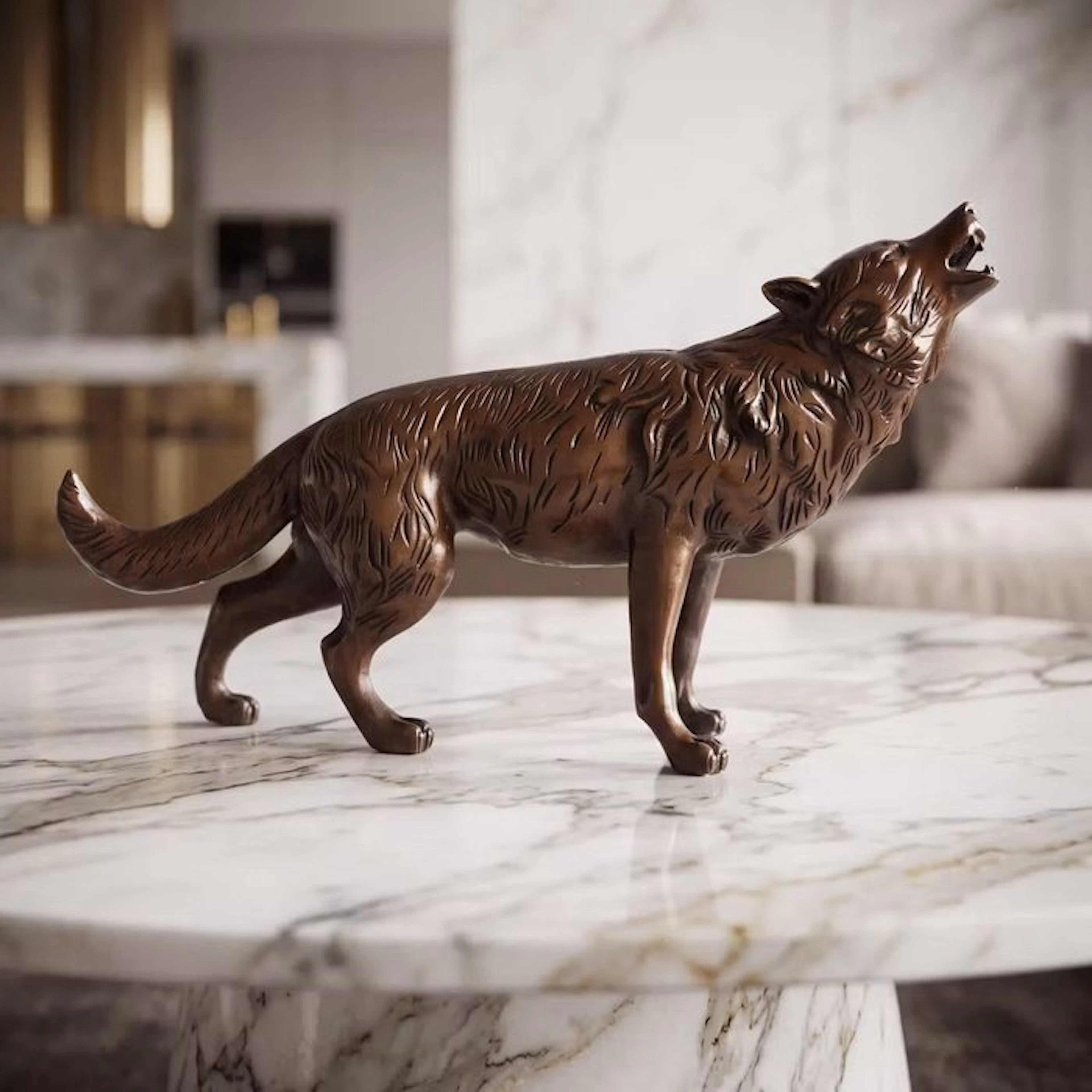 Statue, Groot formaat wolf (Zonder Minimumprijs) 30 cm - 18.5 cm - Bronze