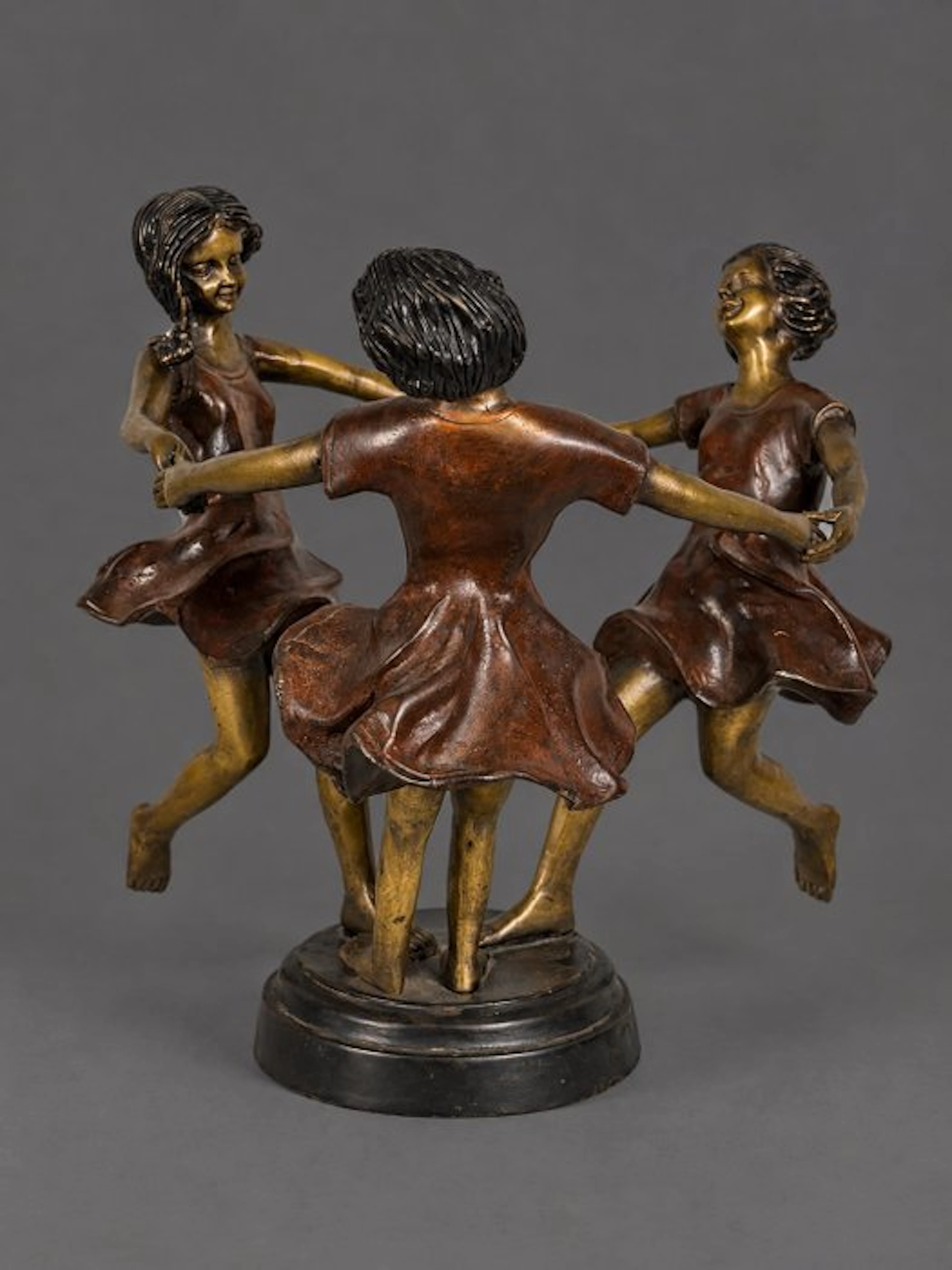 Statue, 3 Dansende meisjes - 21.5 cm - Bronze