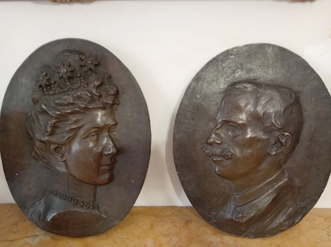Vittorio Emanuele III e Elena di Savoia - Wall plate (2) - Bronze