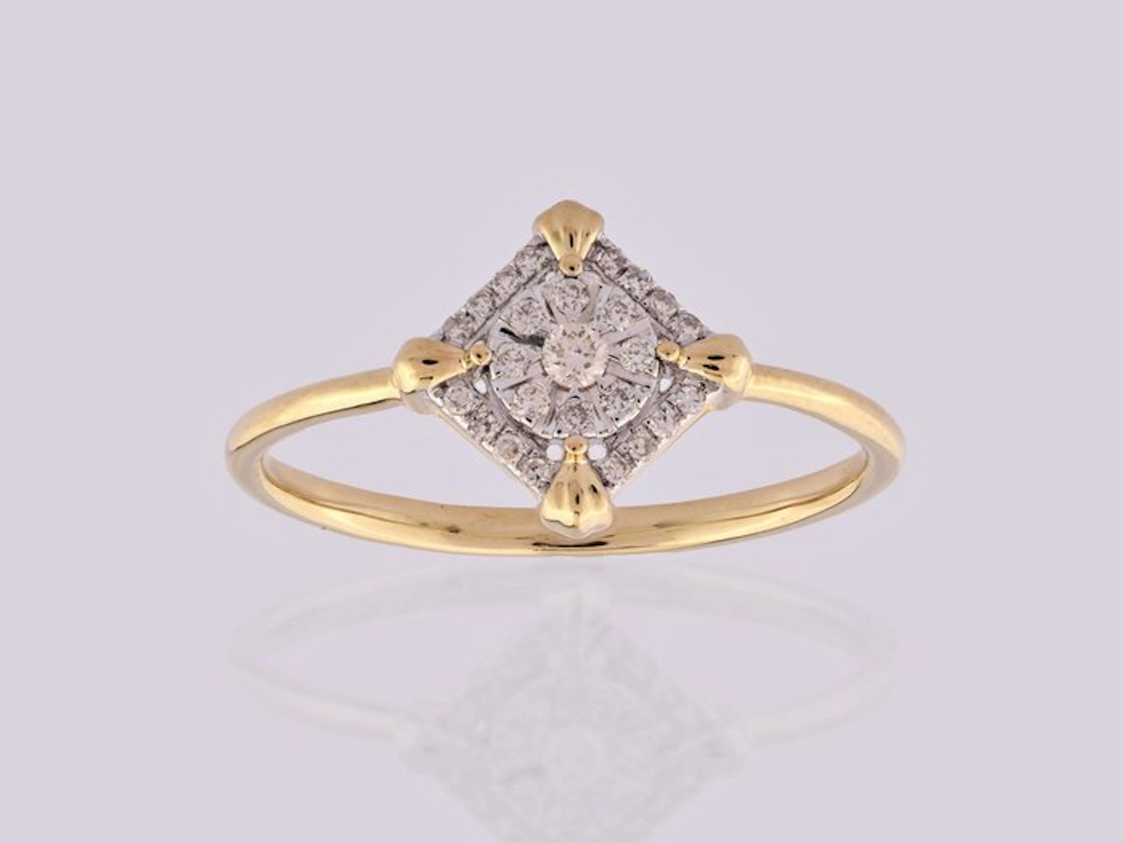 Ring - 14 kt. Yellow gold - 0.11ct. tw. Diamond (Natural)