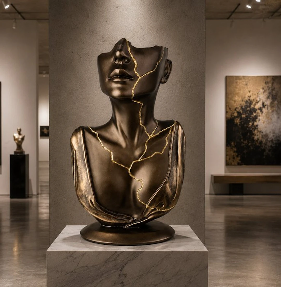 Santicri (1992) - Bust, Tired face - 32 cm - resin and marble powder - 2020