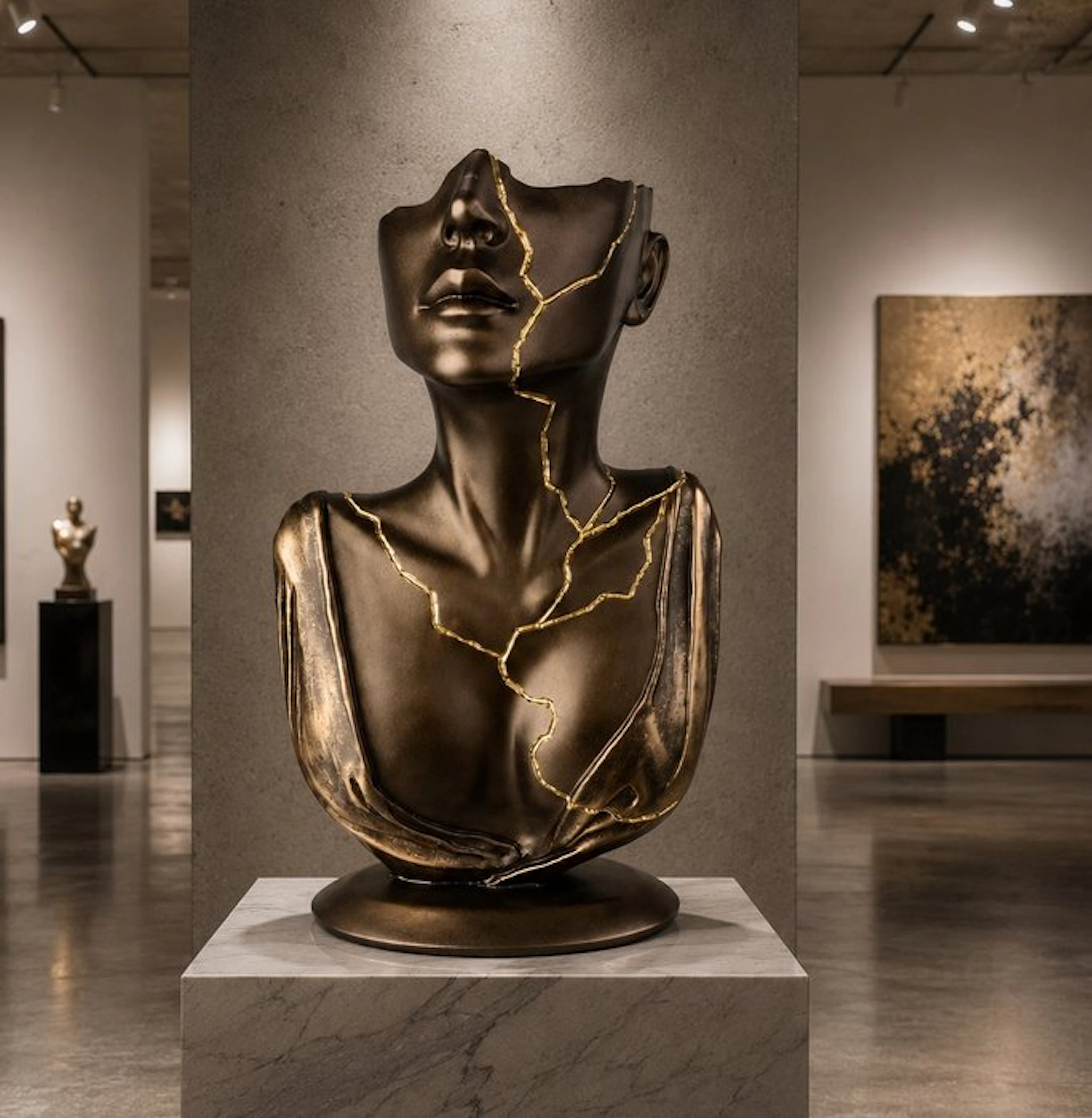 Santicri (1992) - Bust, Tired face - 32 cm - resin and marble powder - 2020