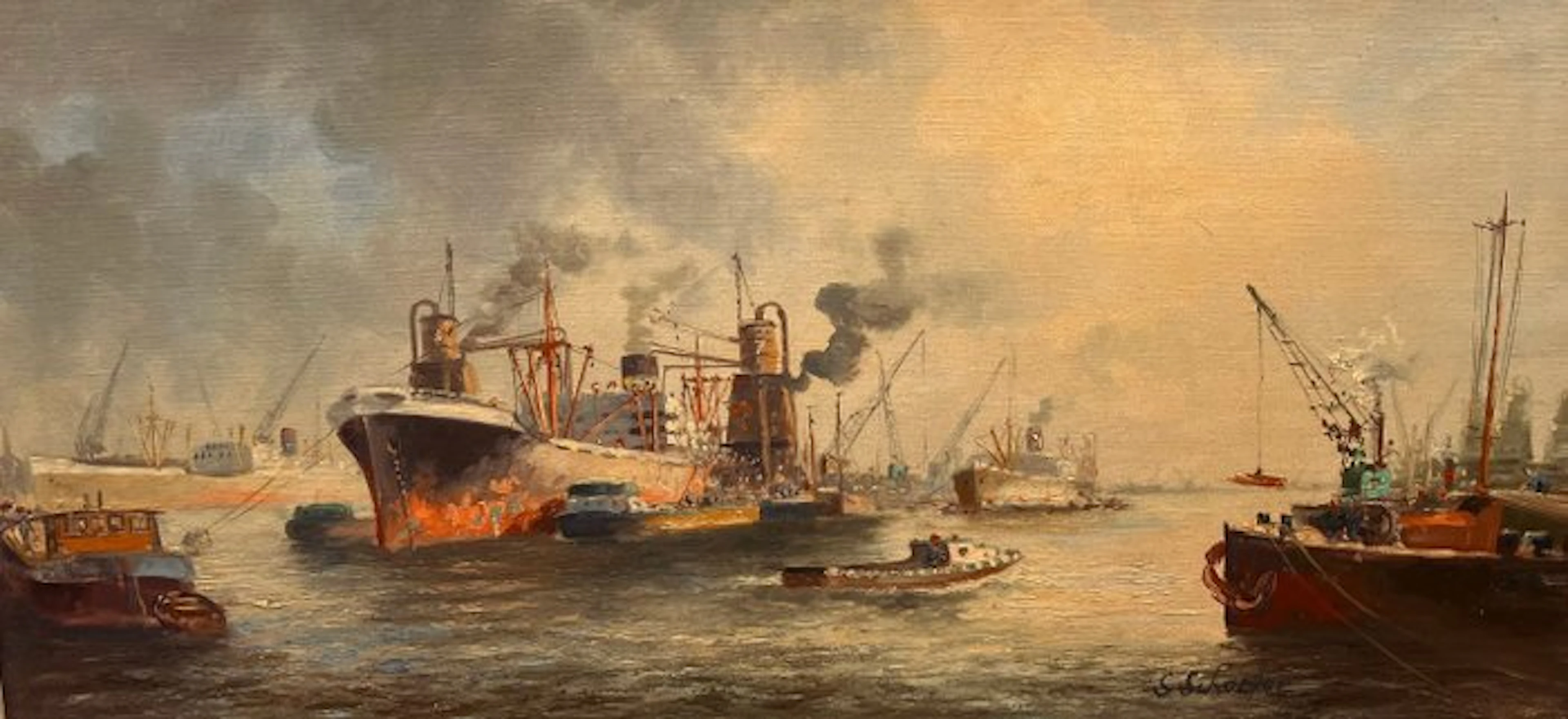 Siem Schaeffer (1924-2005) - Rotterdamse haven