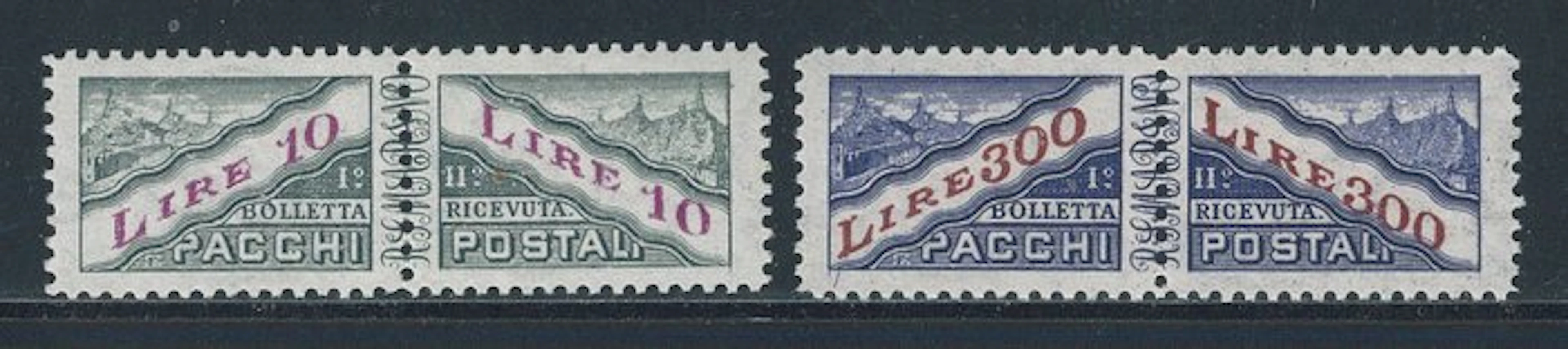 San Marino - Postal parcels 10 and 300 lire, complete series nos. 35/36.