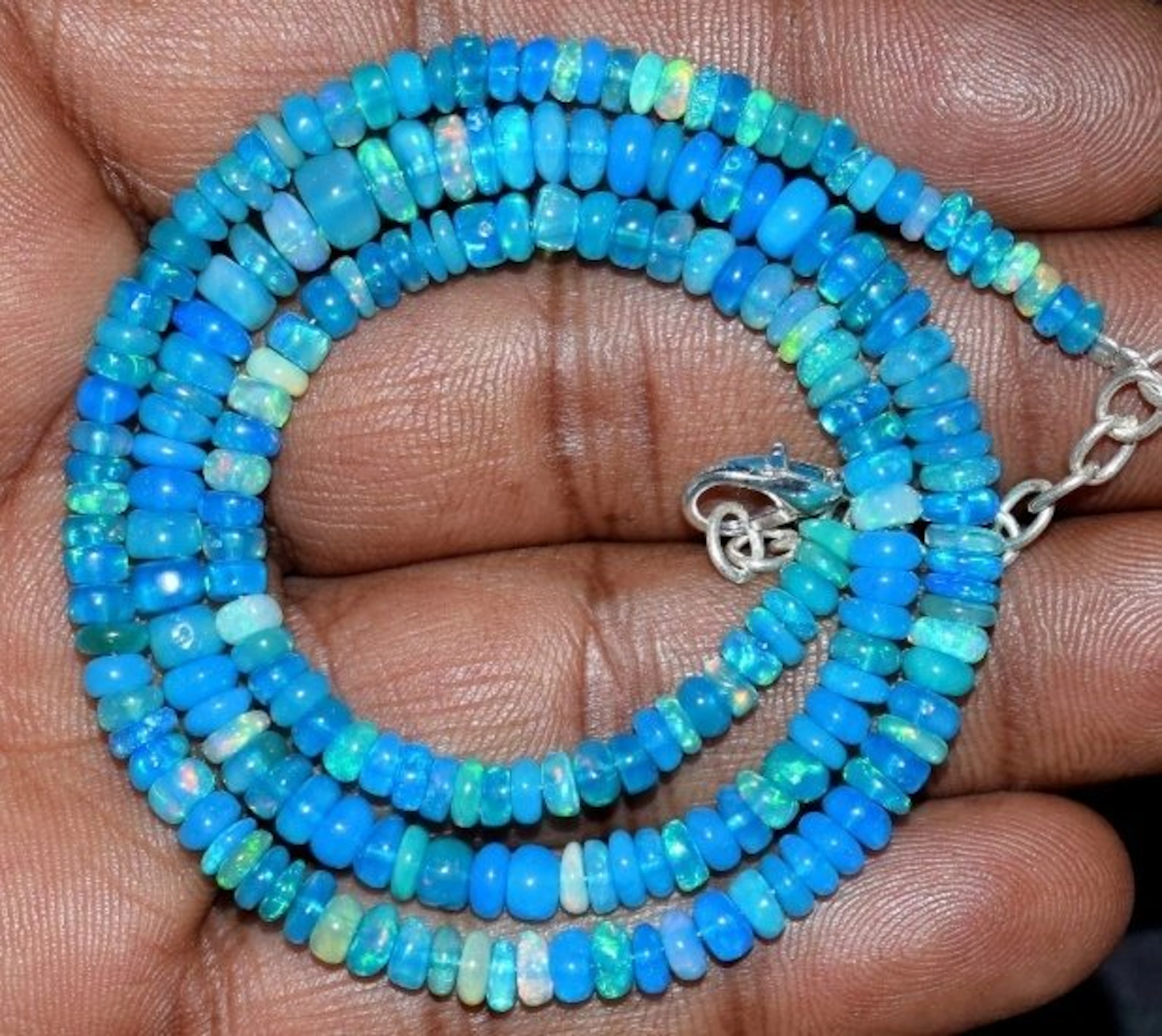 AAA+ Natural Opal Necklace Blue- 9 g - (1)