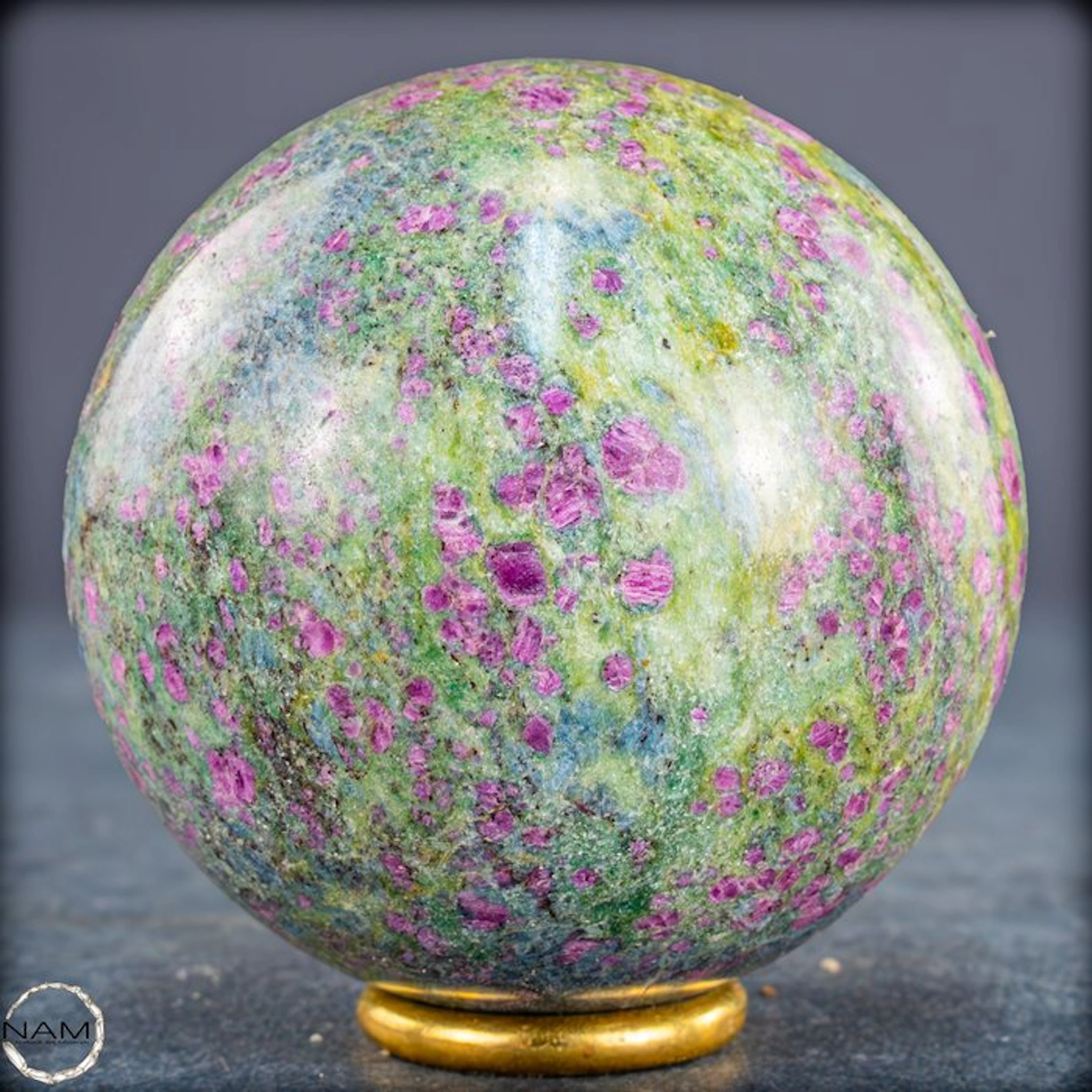 Natural ruby in fuchsite sphere – a rare color...