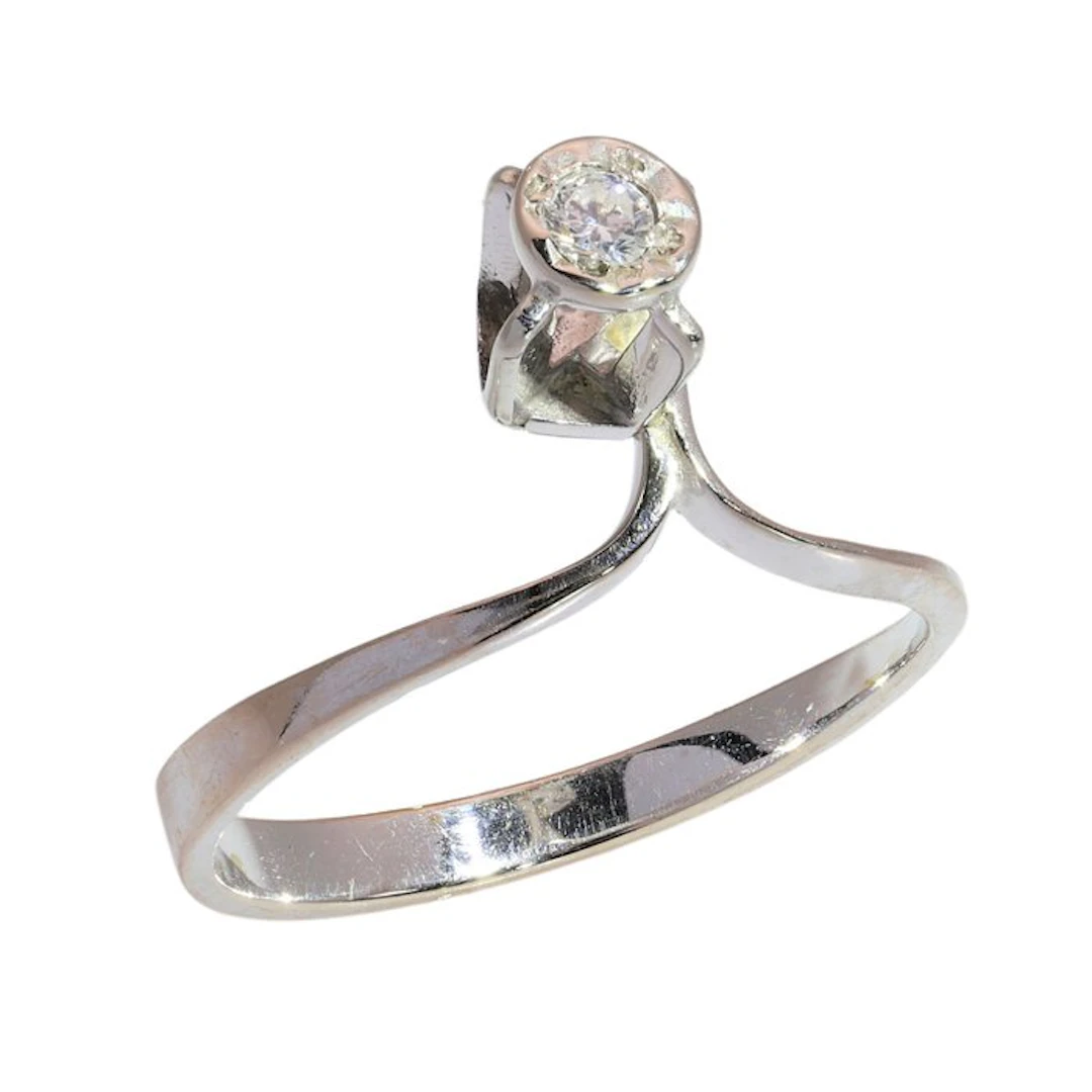 Ring - 18 kt. White gold - Diamond - Vintage 1970s