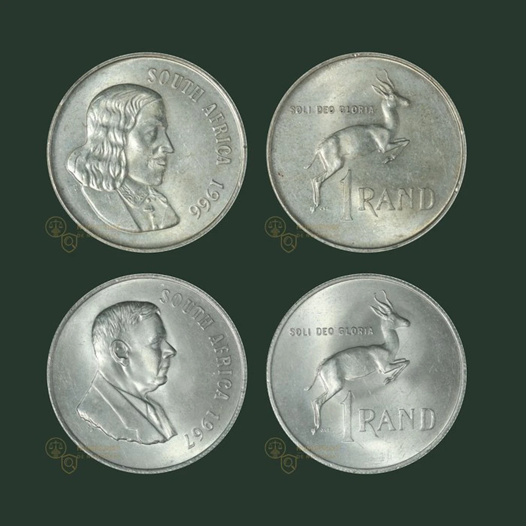 South Africa. 1 Rand 1966 & 1967 KWALITEIT (2 opeenvolgende) (No reserve price)