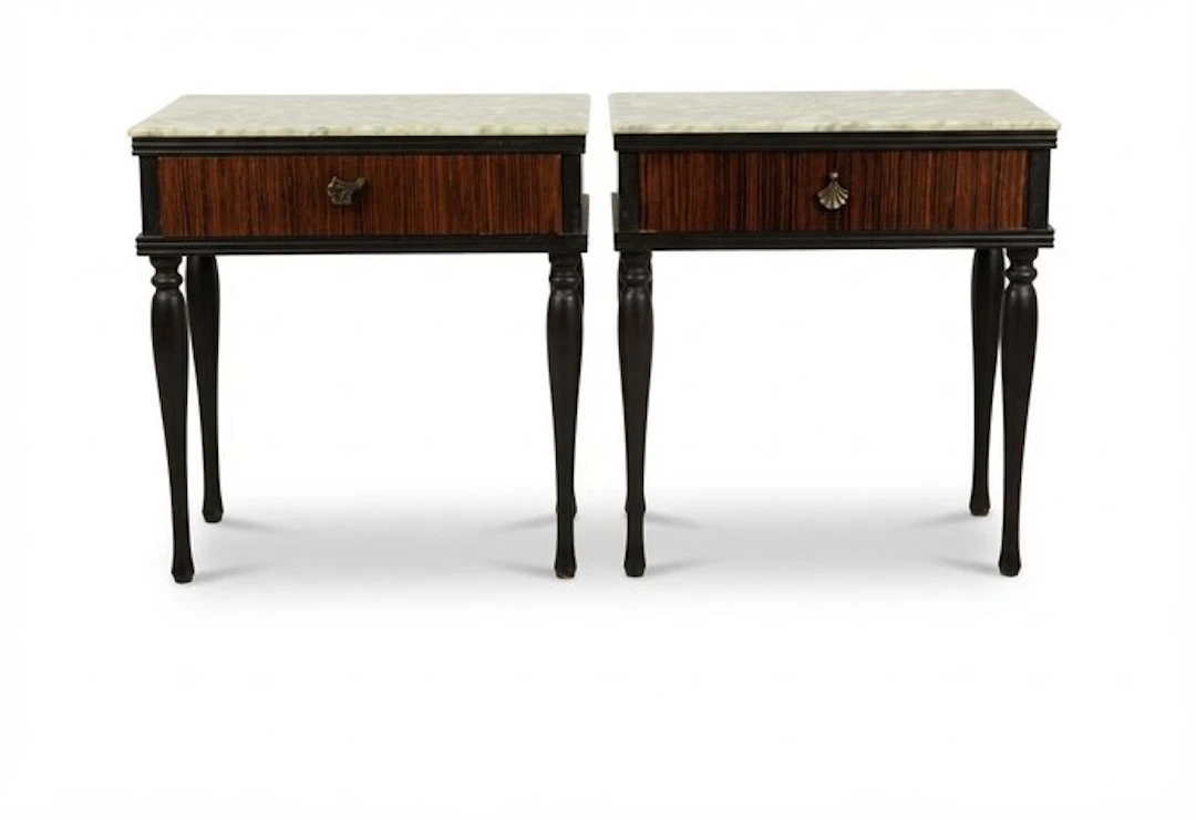 Nightstand (2) - Green onyx - Pair of marble nightstands