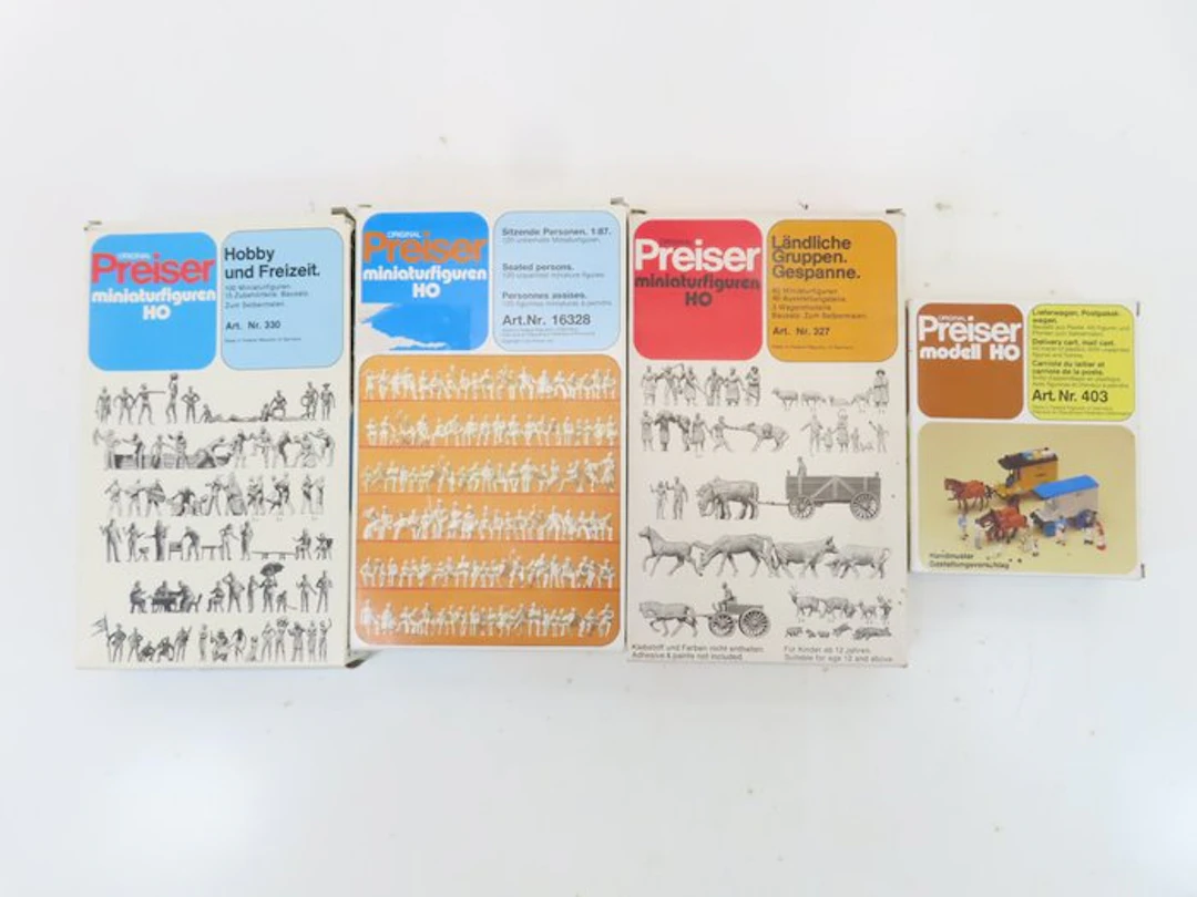 Preiser H0 - 327/330/403/16328 - Model train figures (4) - 280 unpainted