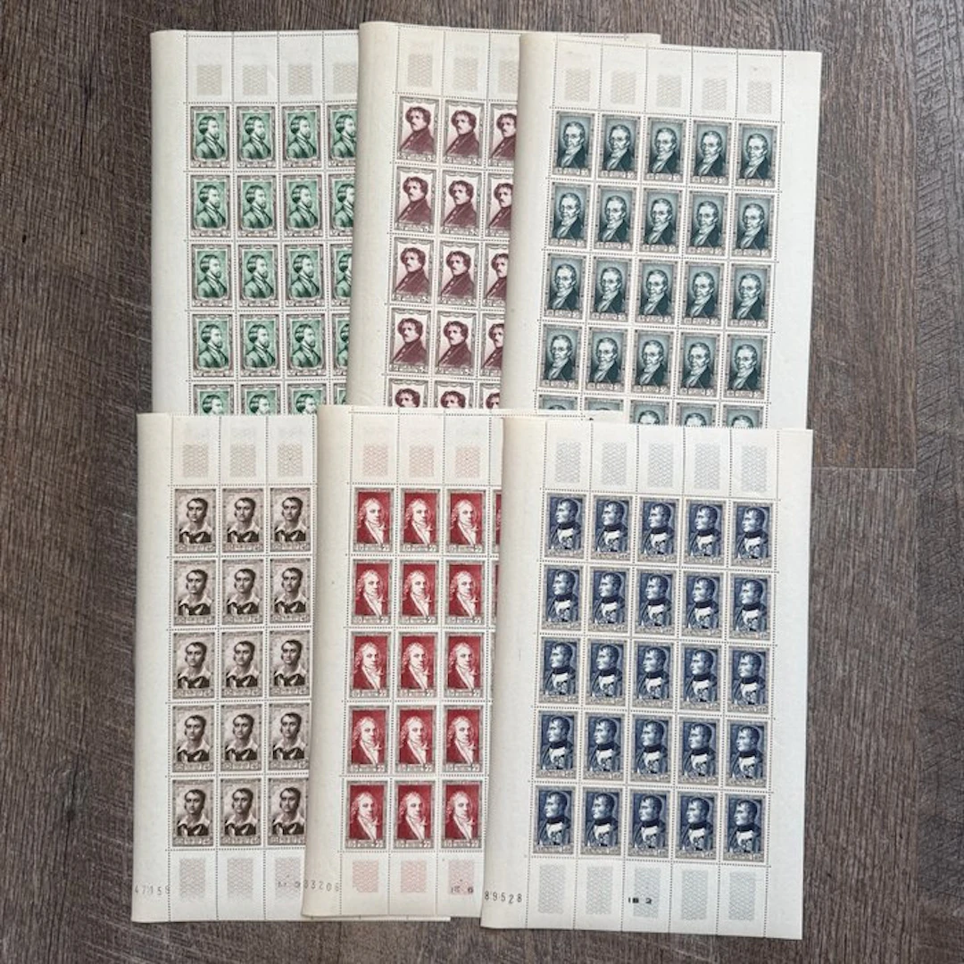 France - Yvert 891/896 'French Celebrities' sheets of 25 in mint condition **