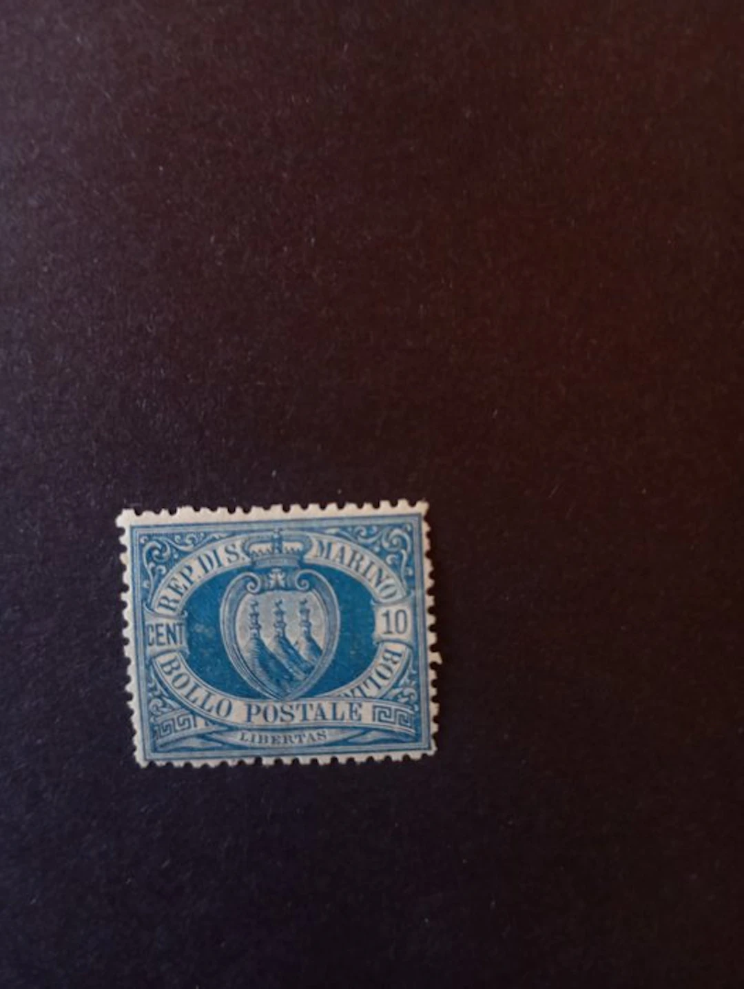 San Marino 1890/1890 - San Marino 10c blue 1890 mint gum - Sassone n