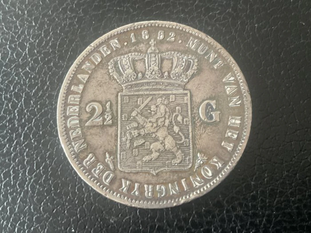 Netherlands. Willem III. 2 1/2 Gulden 1852 (No reserve price)