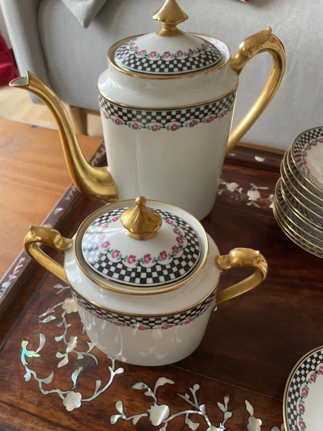Chabrol & Poirier - Coffee set for 10 (10) - Porcelain, Gold plated