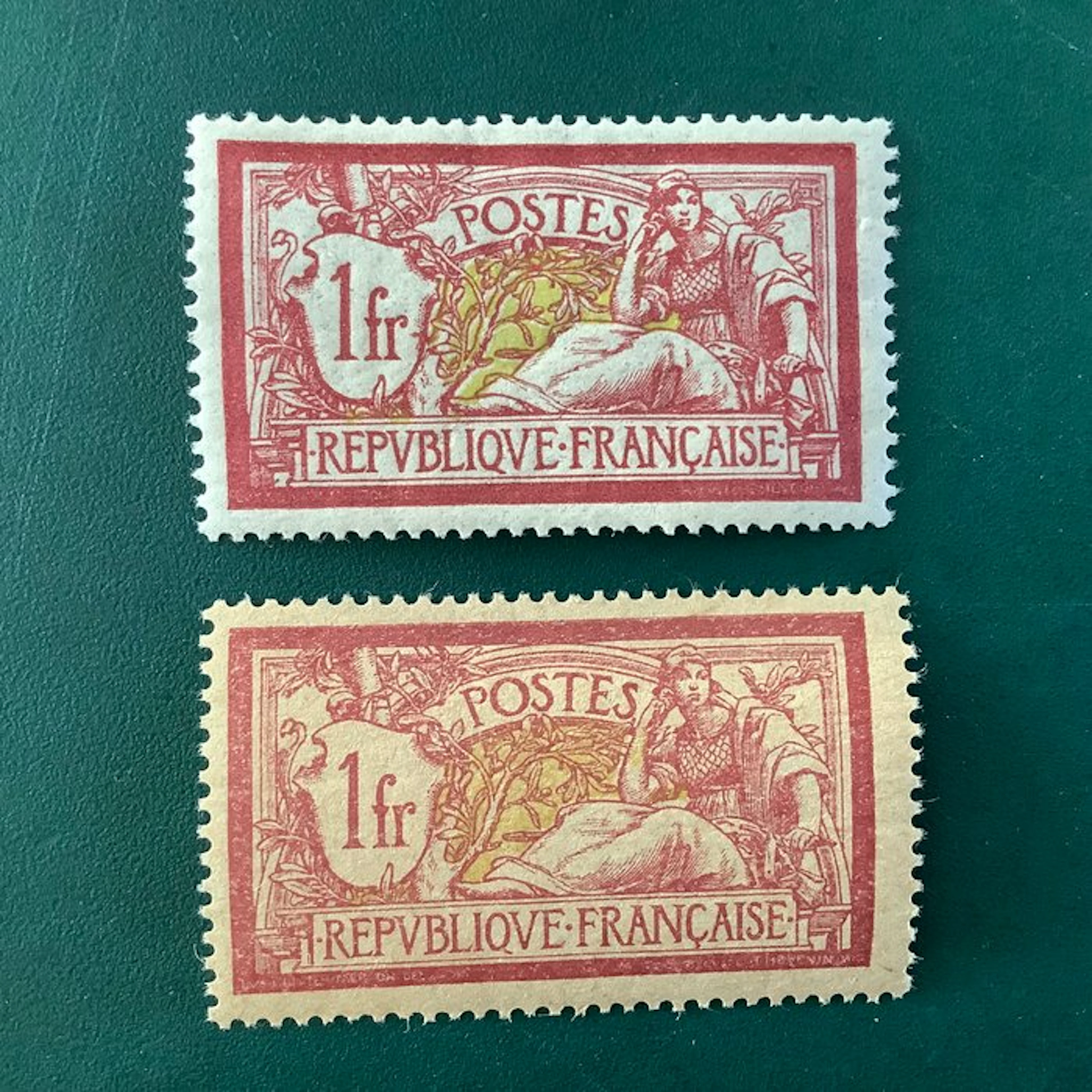 France 1900 - 1Fr Merson in both paper types - MNH - Yvert 121 and 121 f