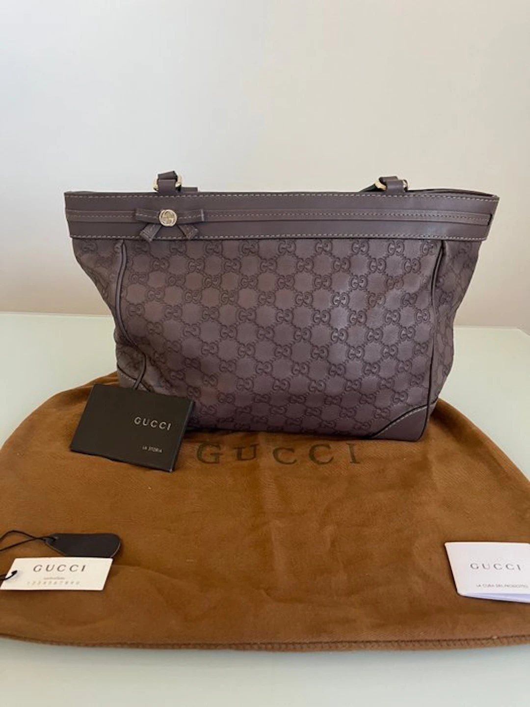 Gucci - Guccissima Mayfair Bow Tote Bag Purple Brown - Handbag