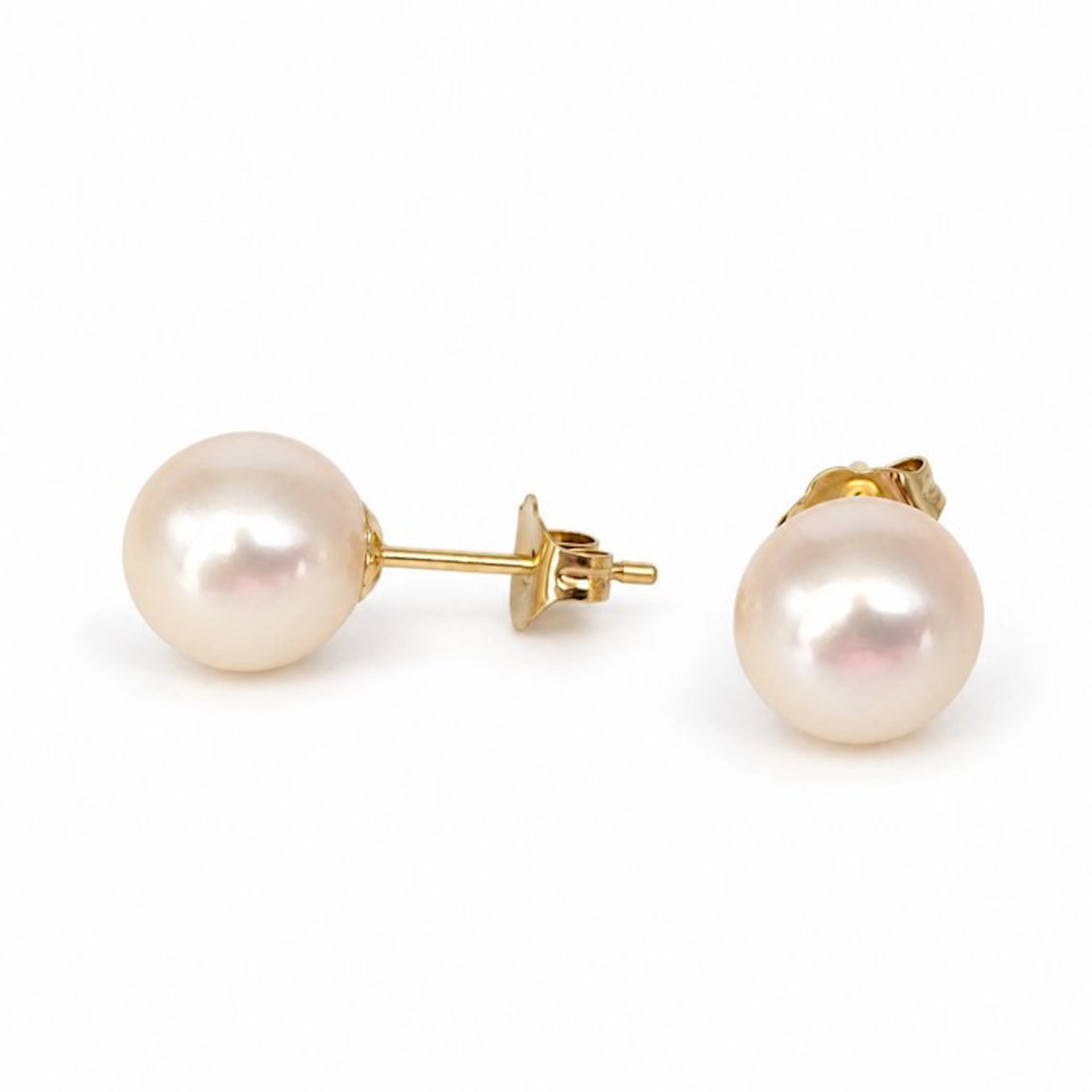 No reserve price - Earrings - 18 kt. Yellow gold Pearl - Akoya 8-8.5 mm