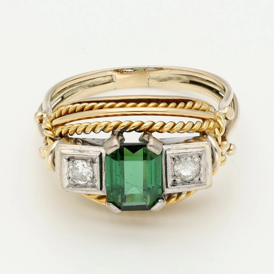 Ring - 14 kt. Yellow gold, White gold Diamond (Natural)