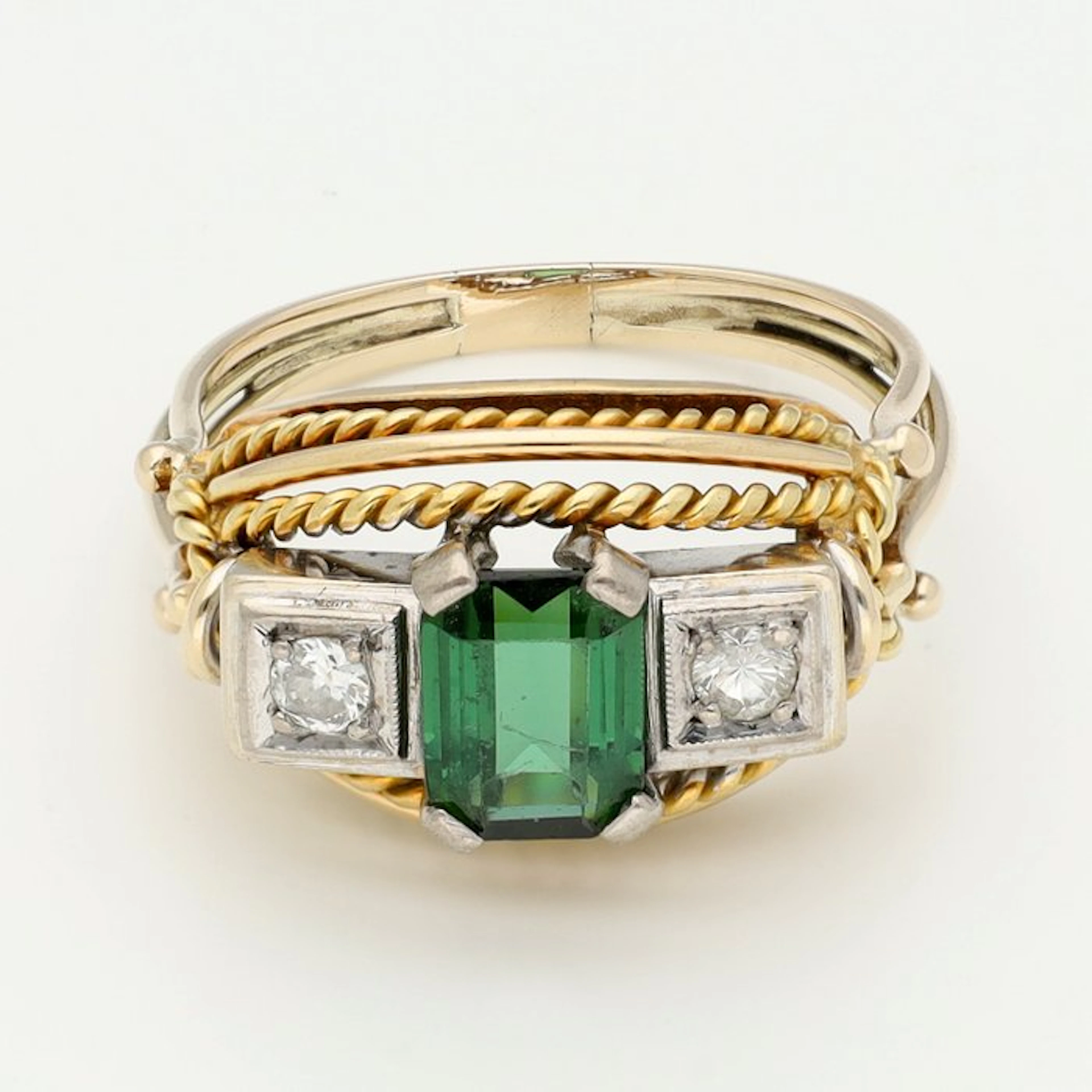 Ring - 14 kt. Yellow gold, White gold Diamond (Natural)
