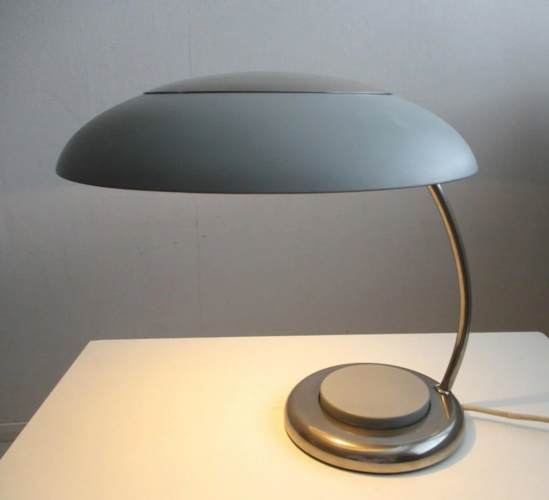 VEB Leuchtenbau - Table lamp - Metal, Chrome, Aluminium - Bauhaus style