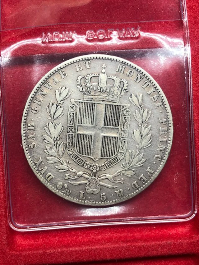 Italy, Savoy Carlo Alberto. 5 Lire 1844 Genova (No reserve price)