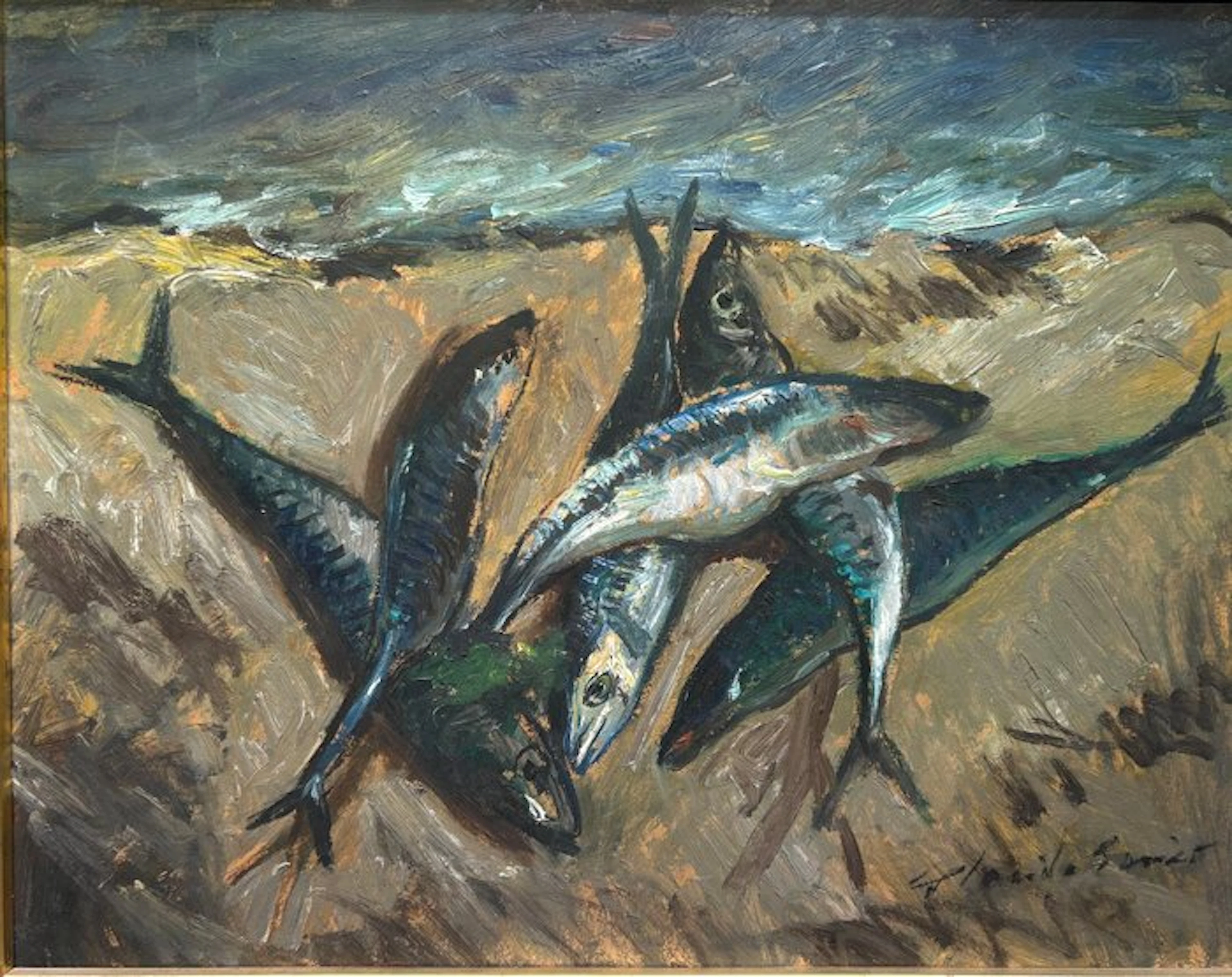 Errico Placido (1909-1983) - Natura morta con pesci