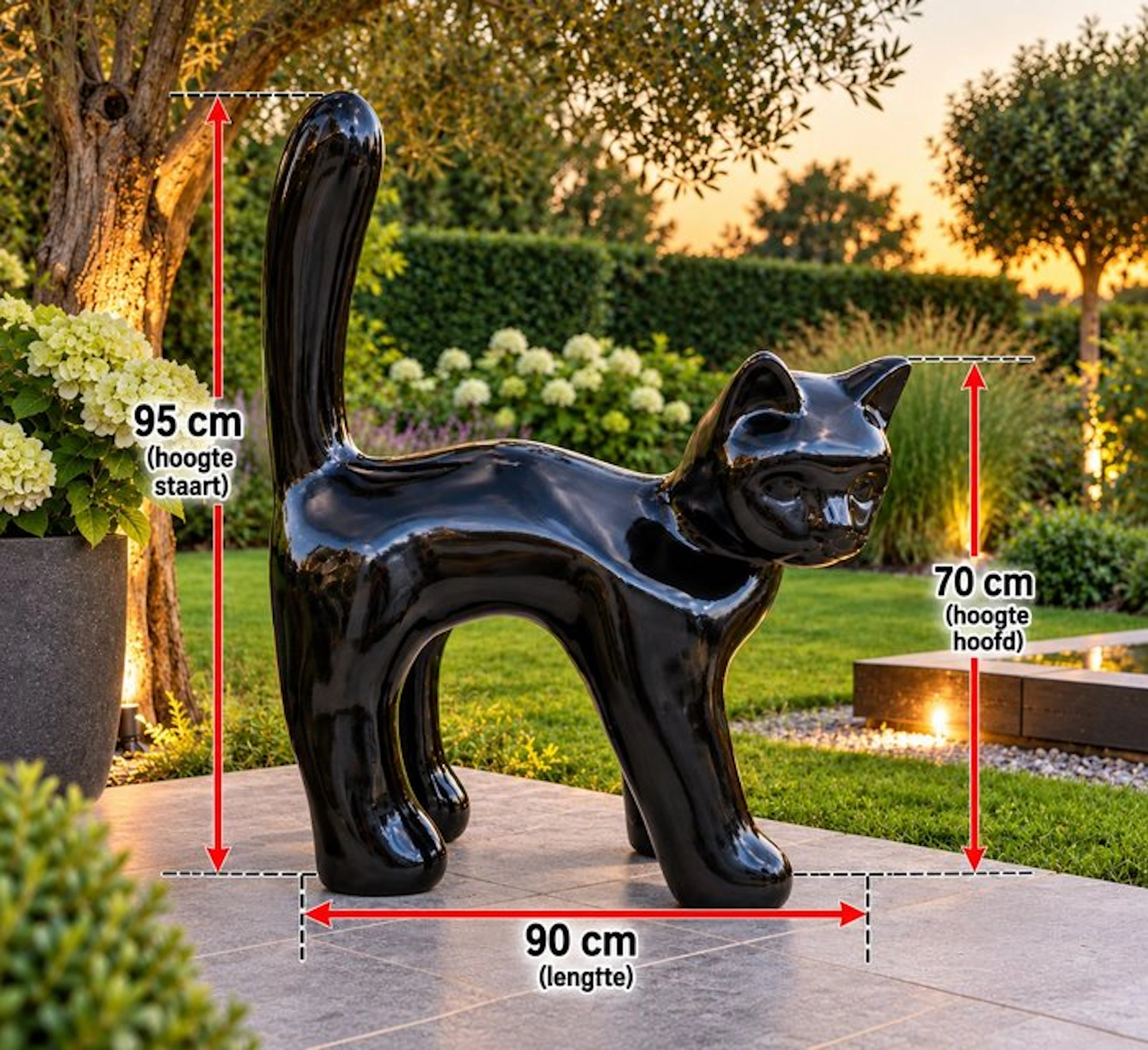 Statue, XXL black cat - 95 cm - laminate