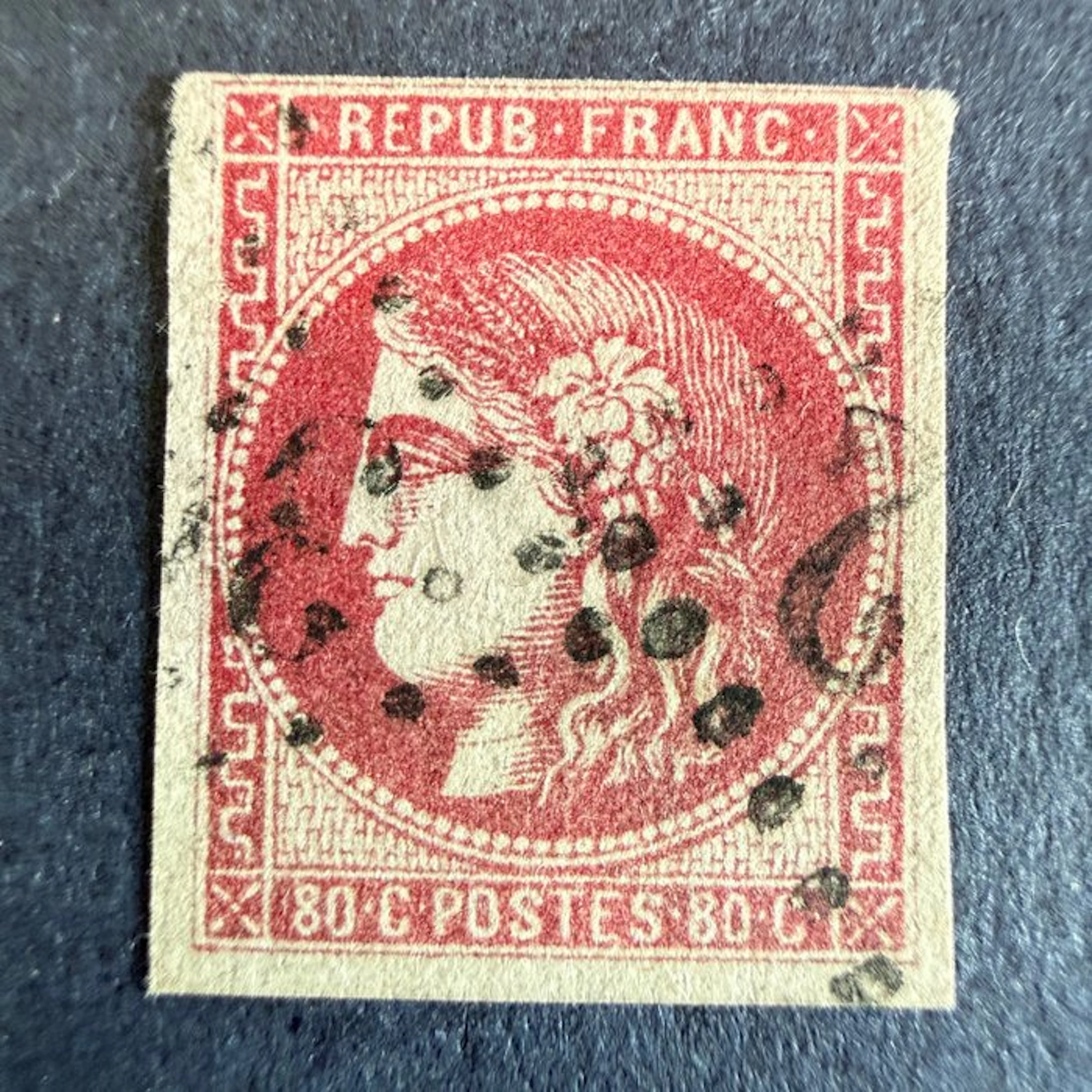 France - Yvert 49c "Bordeaux 80c carmine pink" cancelled. Very Fine.