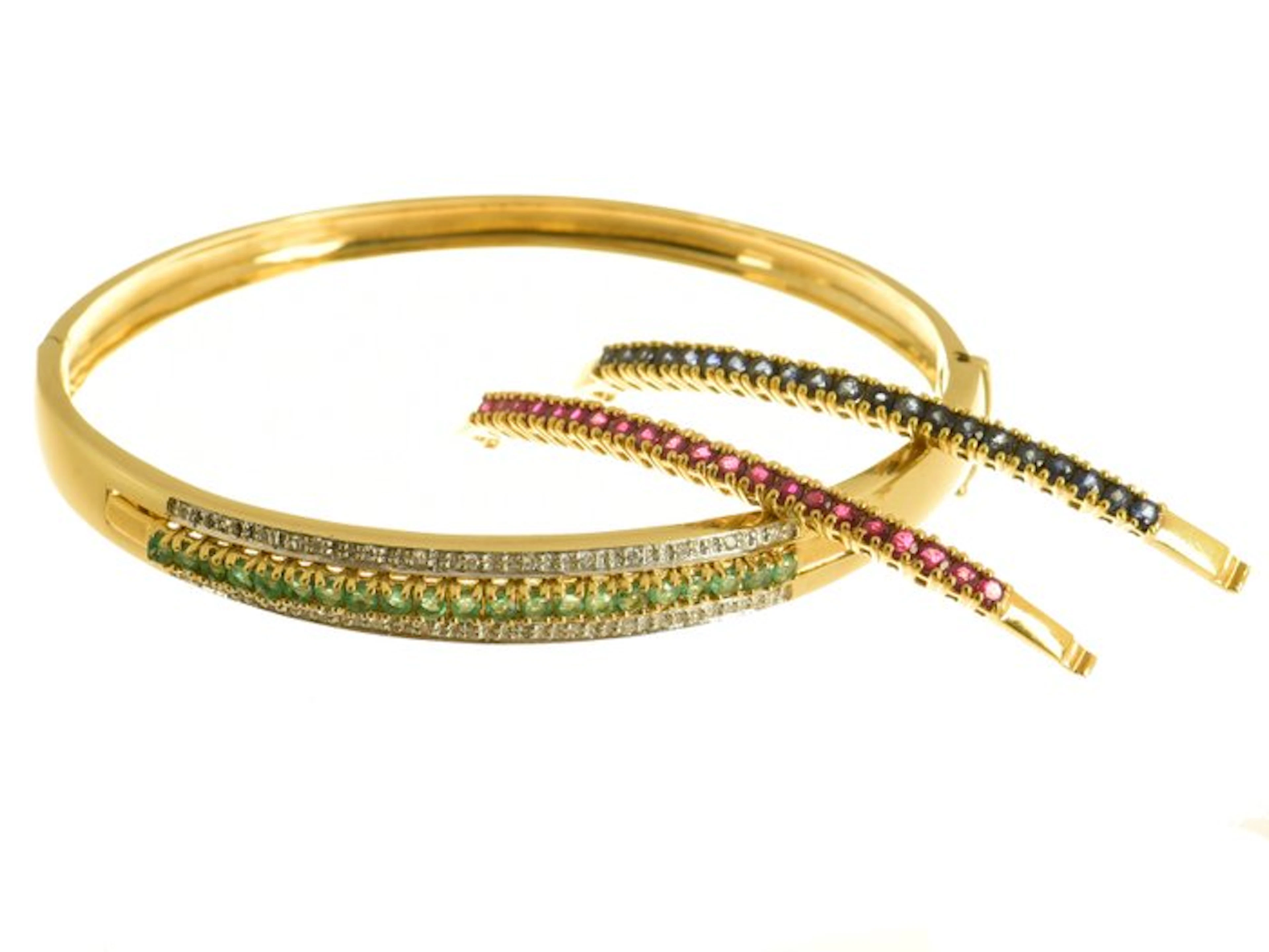 Bangle - 18 kt. Yellow gold Diamond (Natural) - Emerald