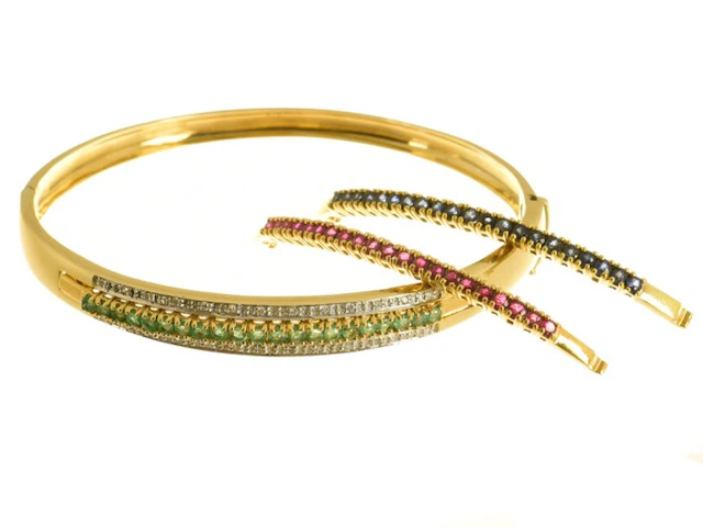 Bangle - 18 kt. Yellow gold Diamond (Natural) - Emerald