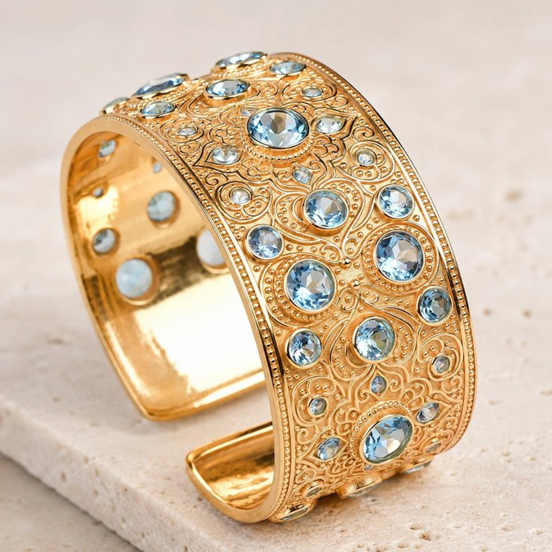 No reserve price - Bracelet Silver - Topaz - Certified
